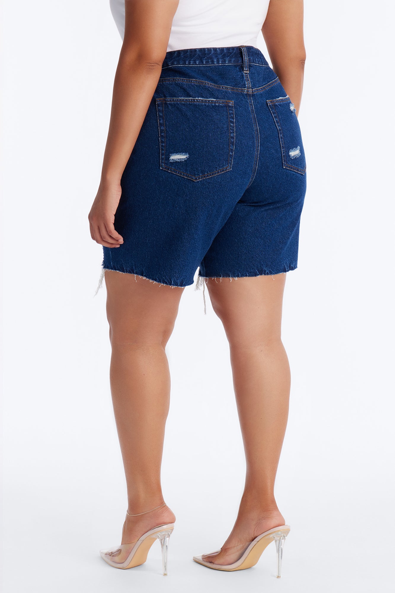 Wild And Free Non Stretch Denim Bermuda Shorts - Dark Wash