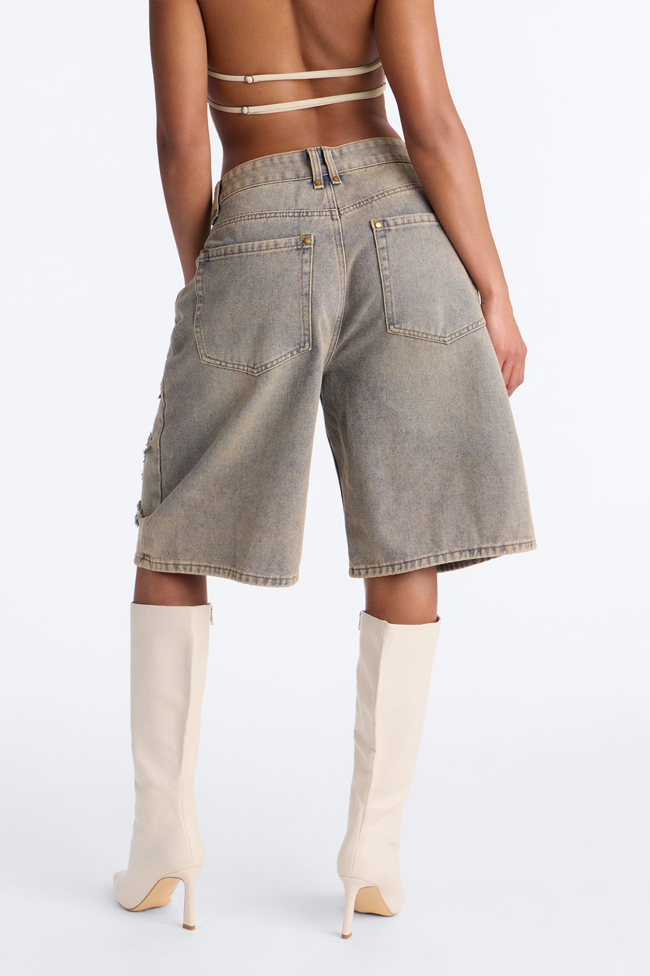 Huntress Ripped Denim Jorts - Vintage Wash