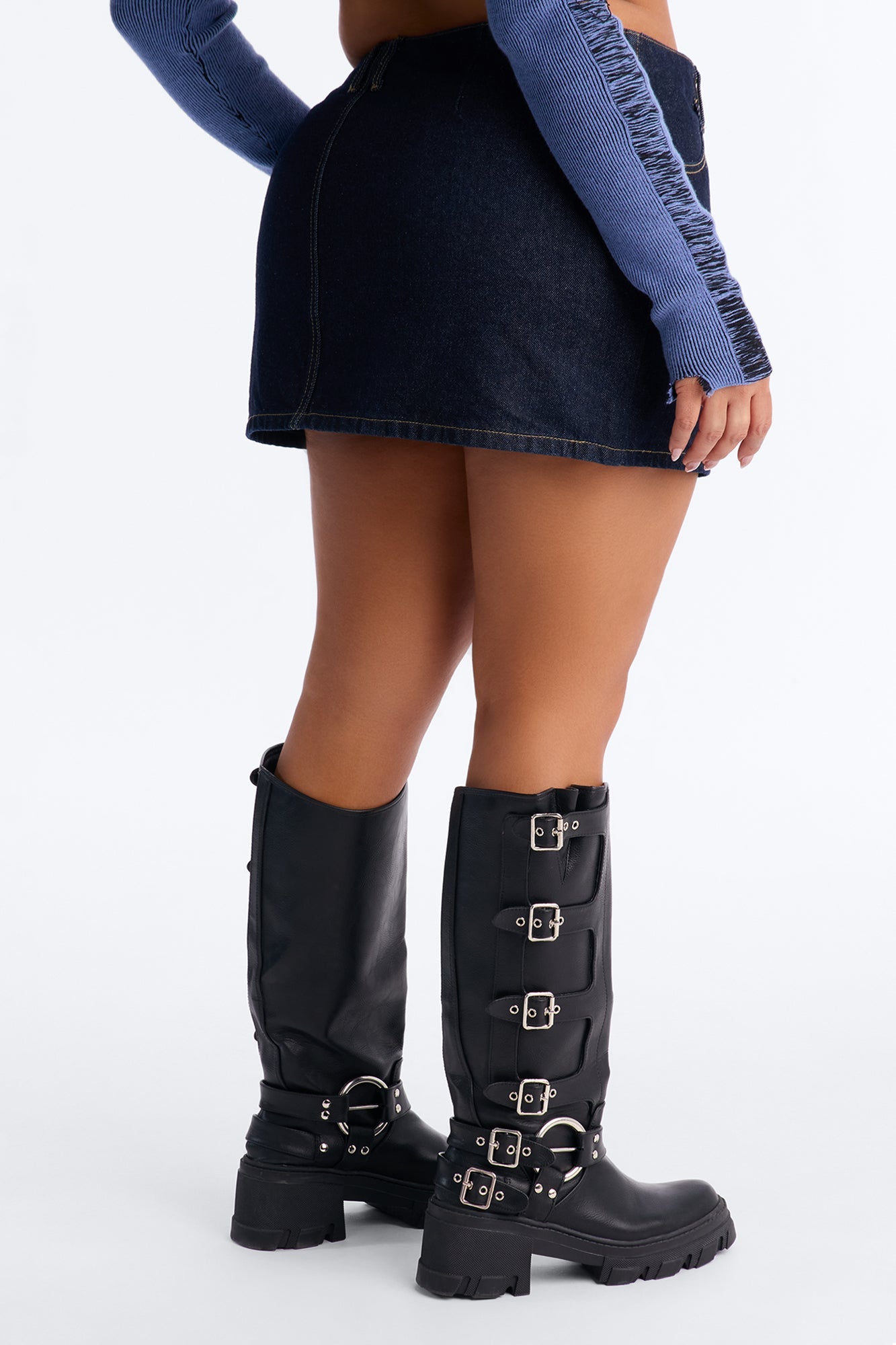 Waist Snatcher Denim Mini Skirt - Rinse Blue Wash
