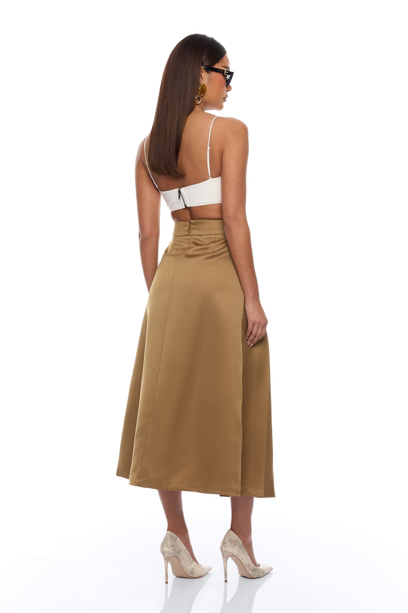 Kamila Pleated Midi Skirt - Olive
