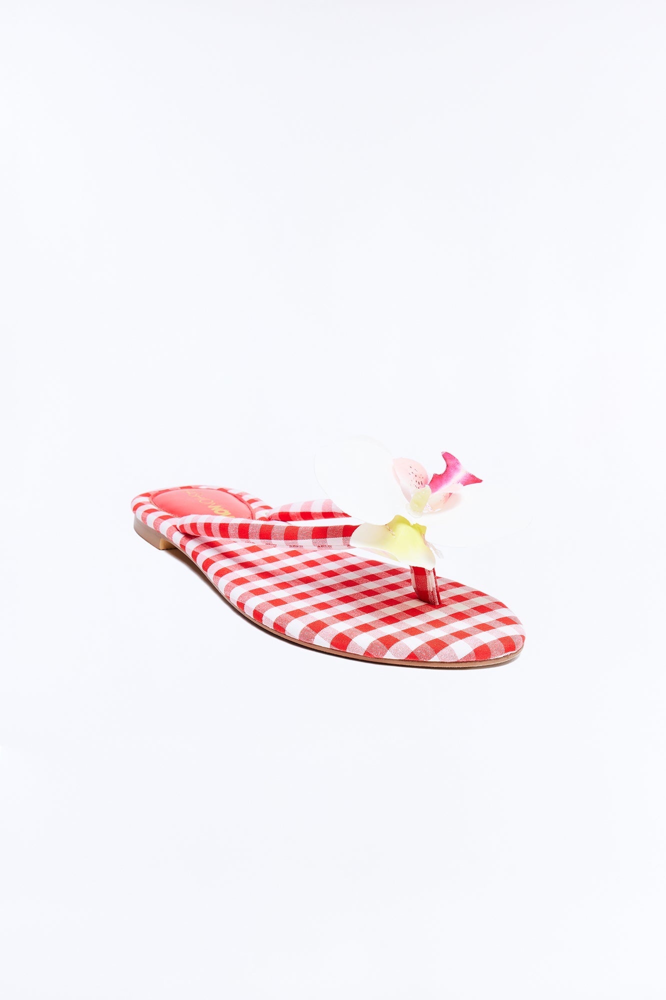 Ashbie Flower Gingham Flip Flops - Red