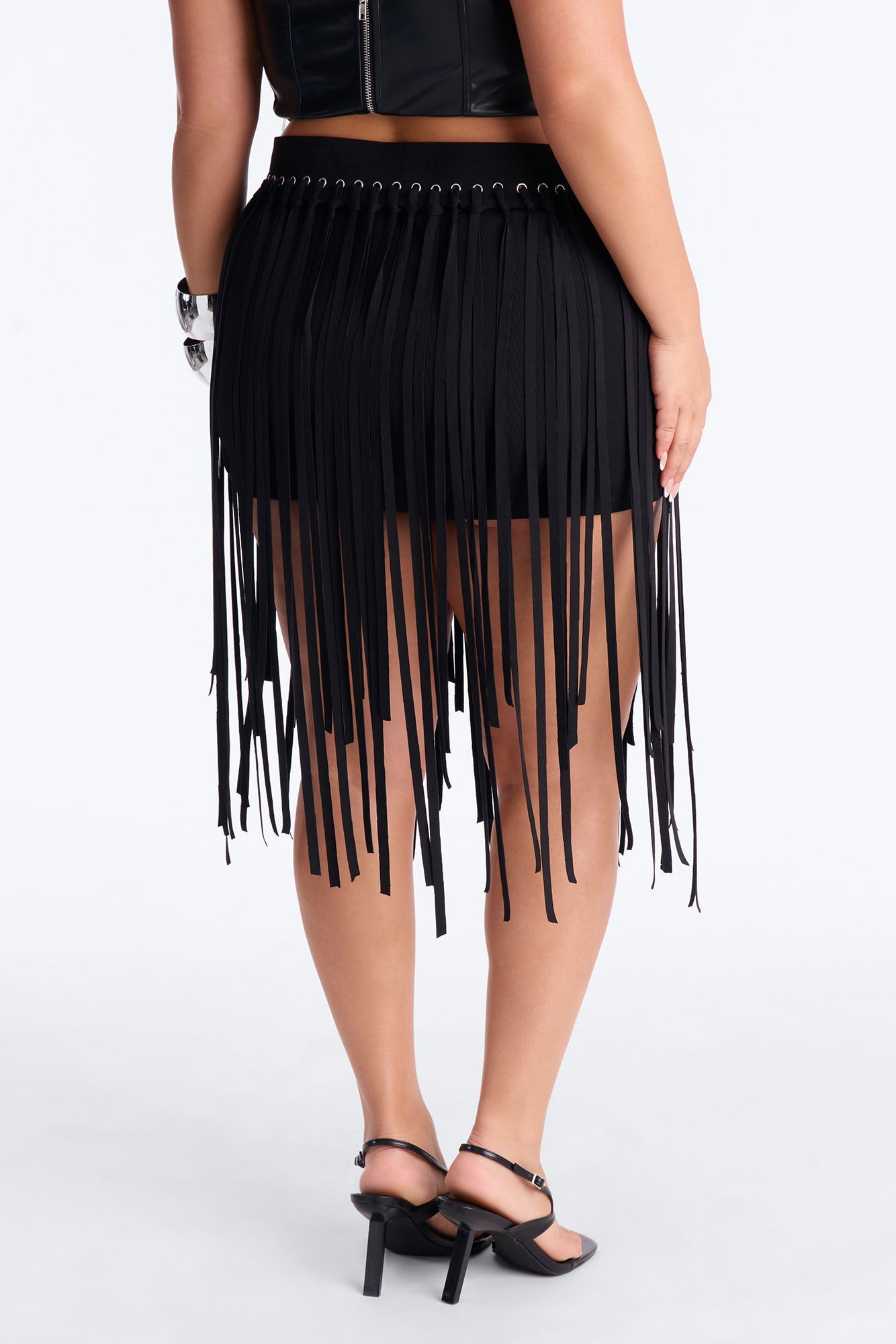 Indio Nights Fringe Skort - Black