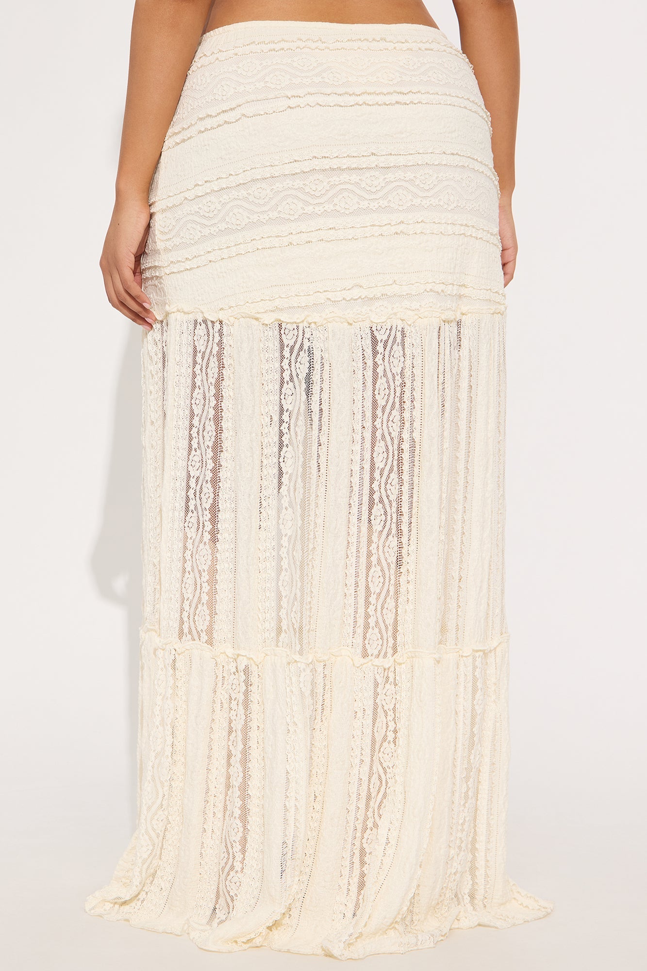Know Your Worth Lace Maxi Skirt - Cream