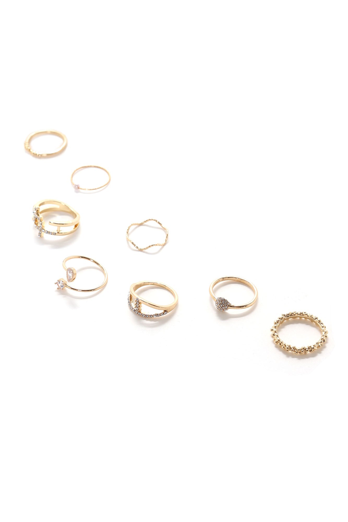 Simply Beautiful 9 Piece Ring Set - Gold