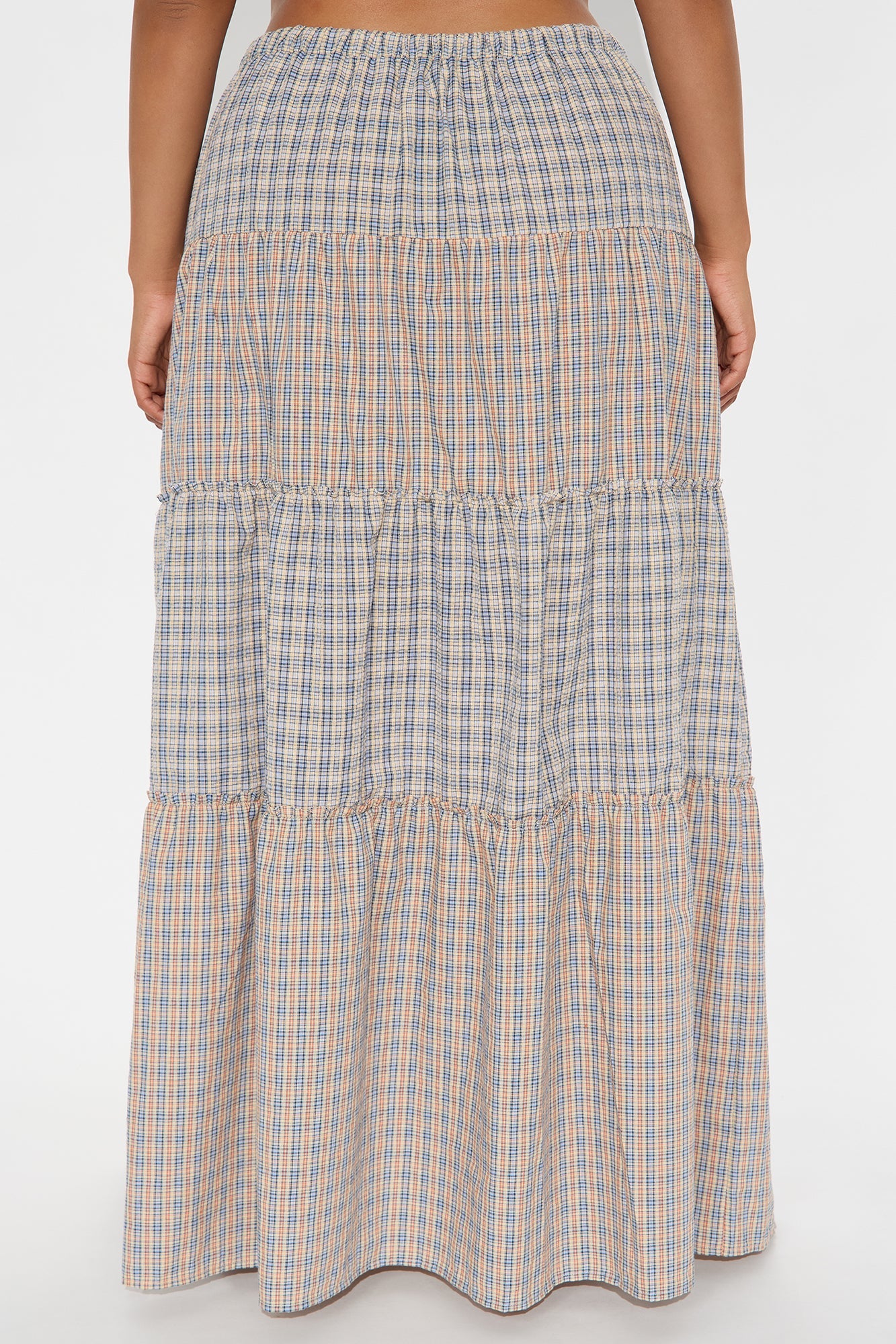 Paige High Rise Tiered Plaid Maxi Skirt - Brown/combo