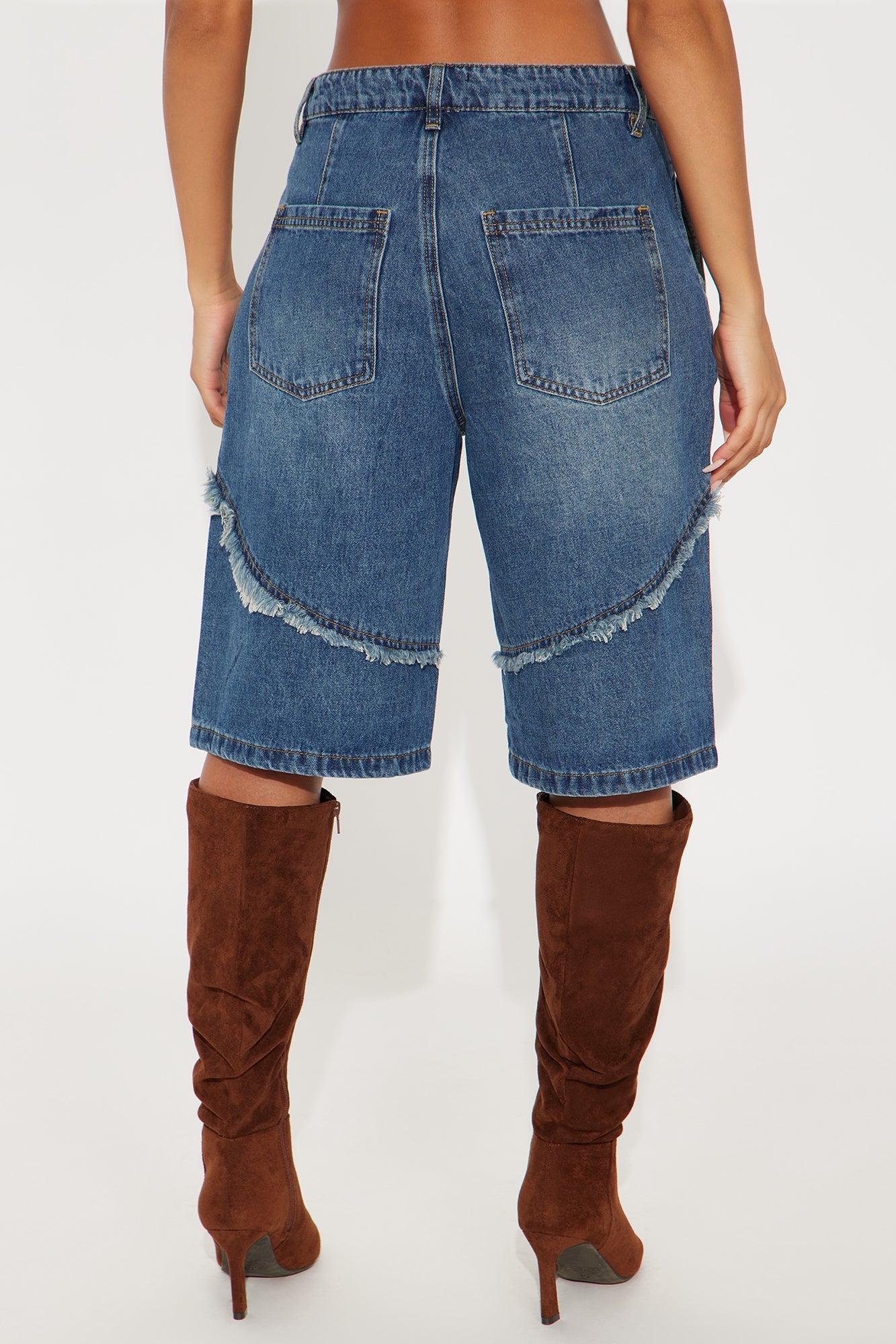 Worn Wild Frayed Denim Jorts - Dark Wash