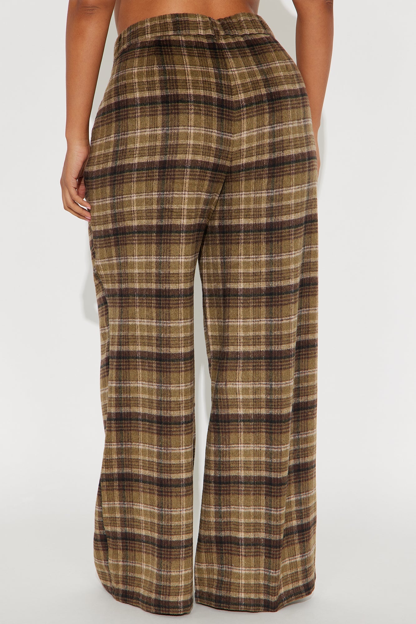 Out Your League Plaid Wide Leg Pant 33″ - Brown/combo