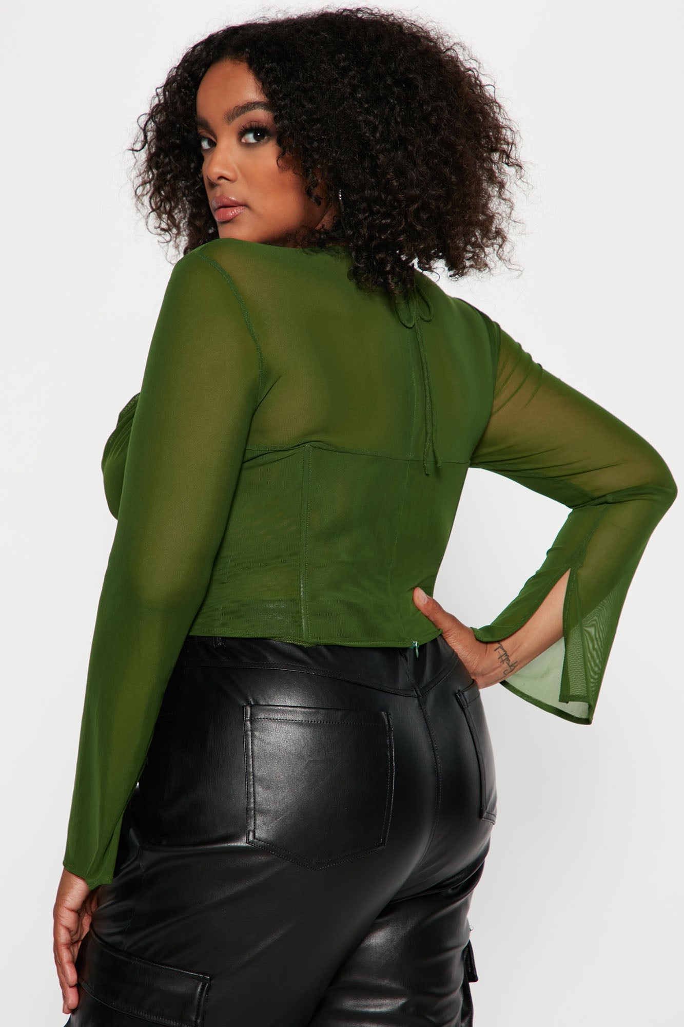 Melanie Mesh Corset Top - Olive