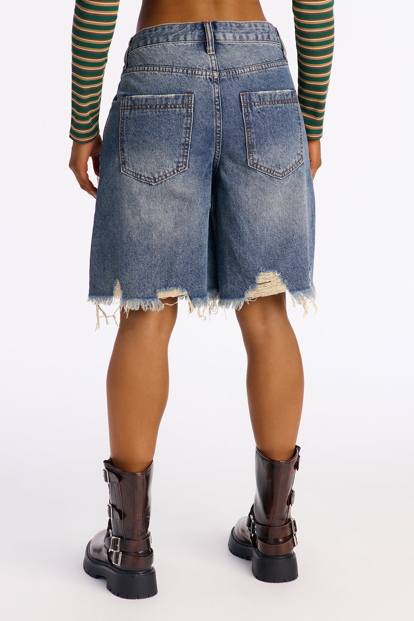 A World Tour Ripped Denim Shorts - Vintage Wash