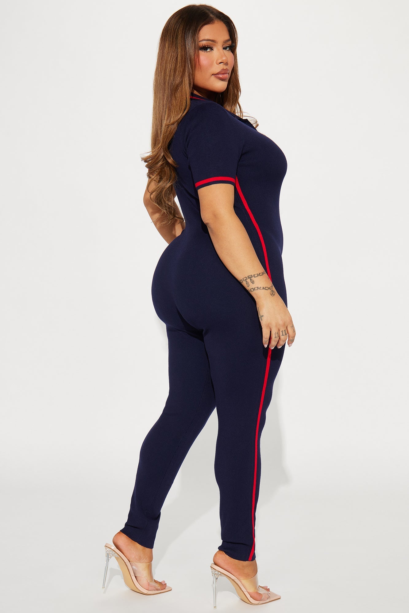 Tessa Knit Jumpsuit - Navy/combo