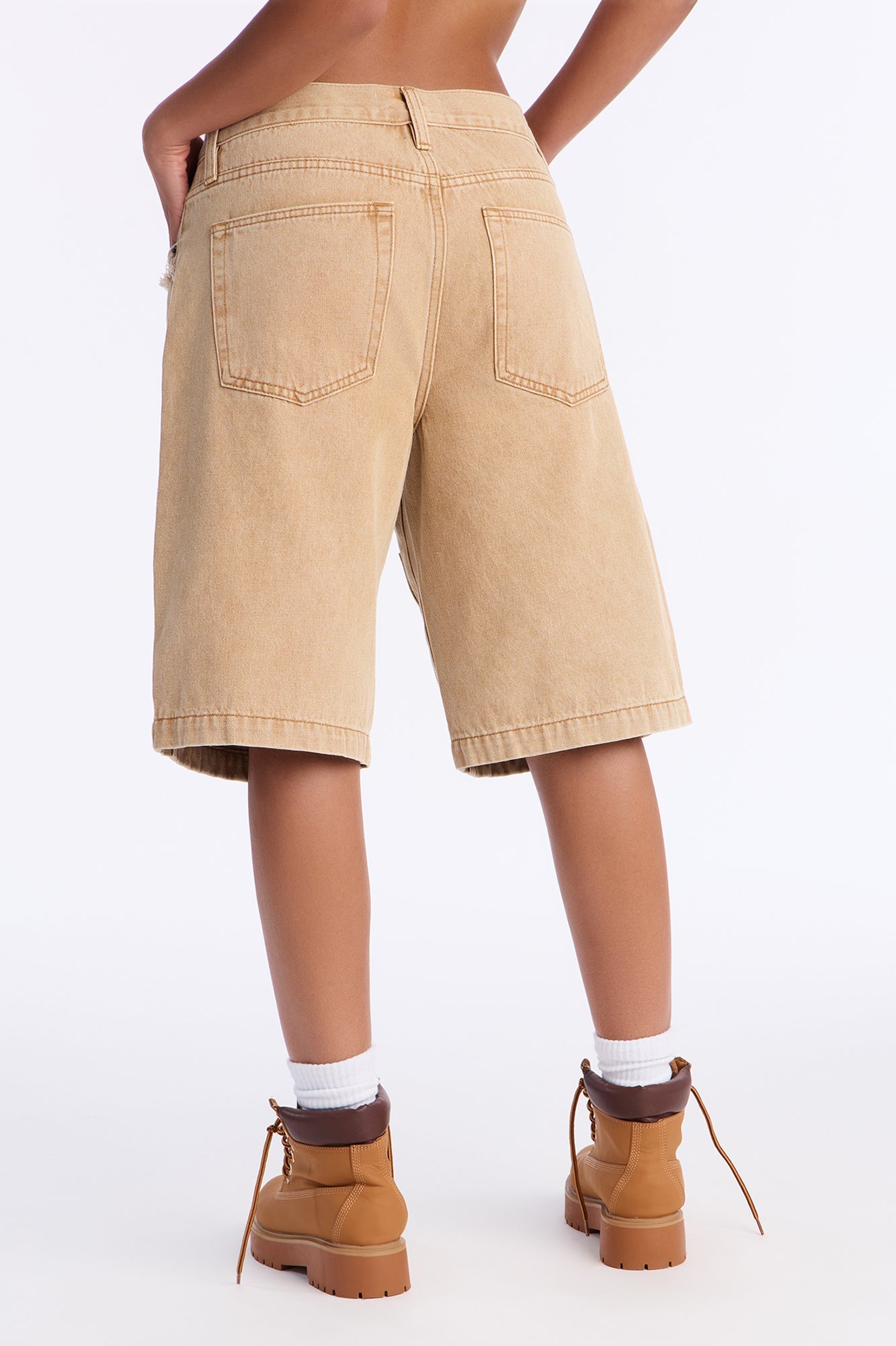 Work Smarter Utility Denim Jorts - Khaki
