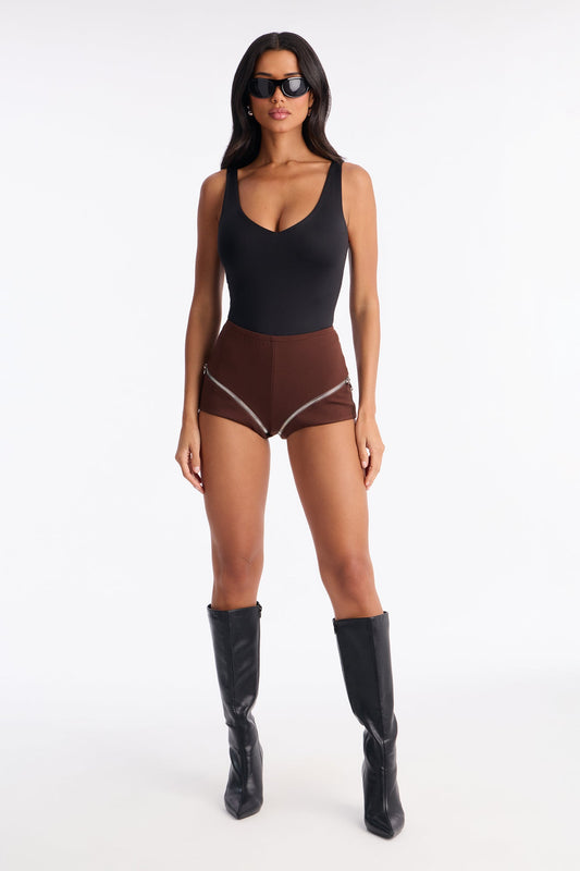 Still Got It Zipper Micro Short - Chocolate
