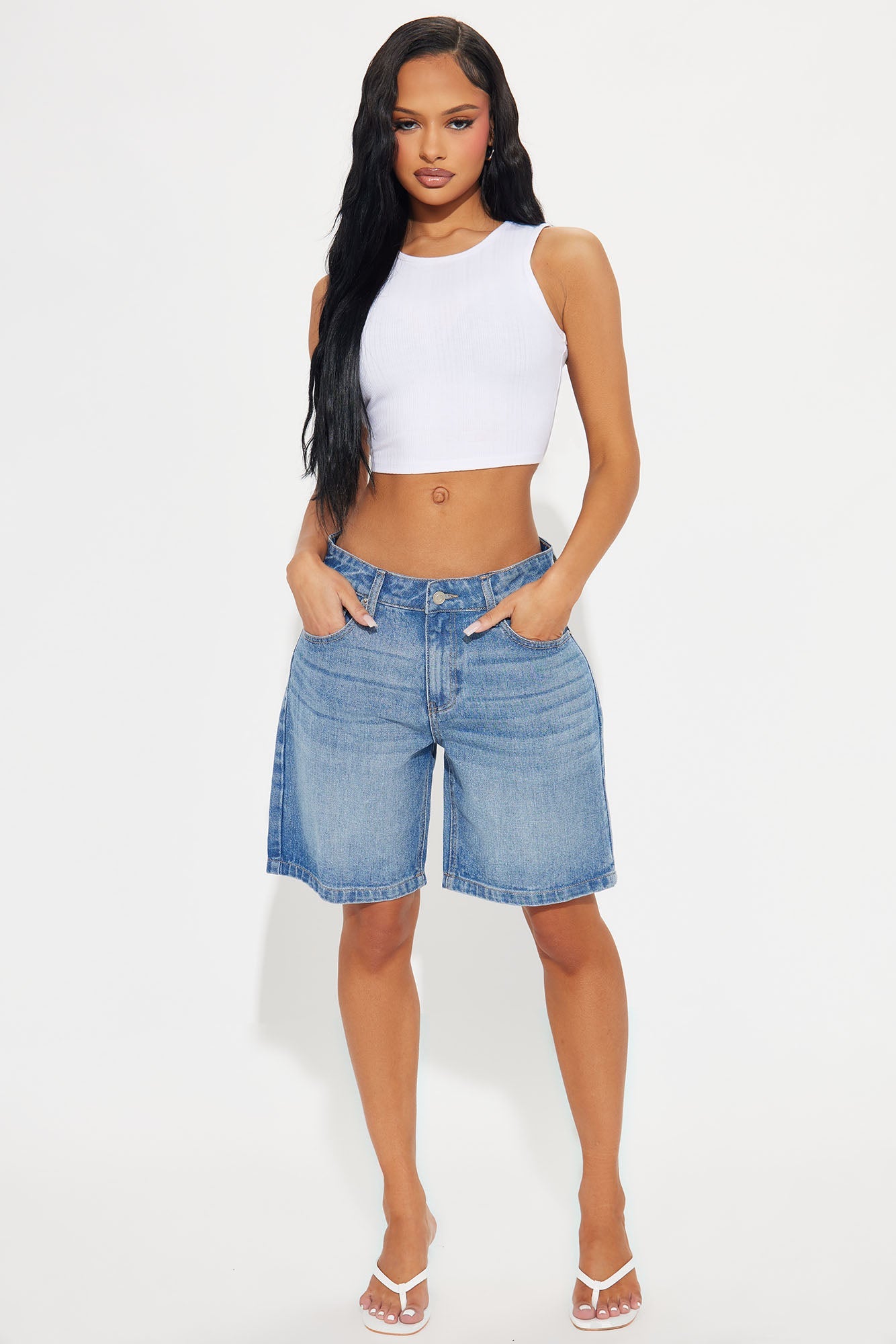 All Day Non Stretch Denim Jorts - Medium Wash