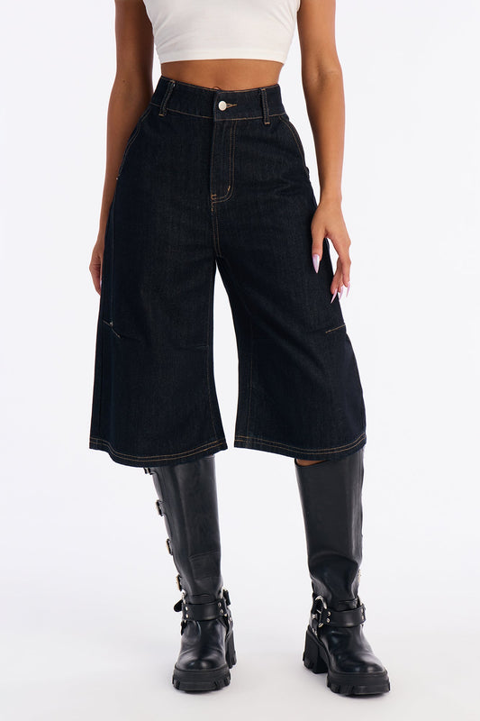 Night Shift Non Stretch Denim Jort - Dark Denim