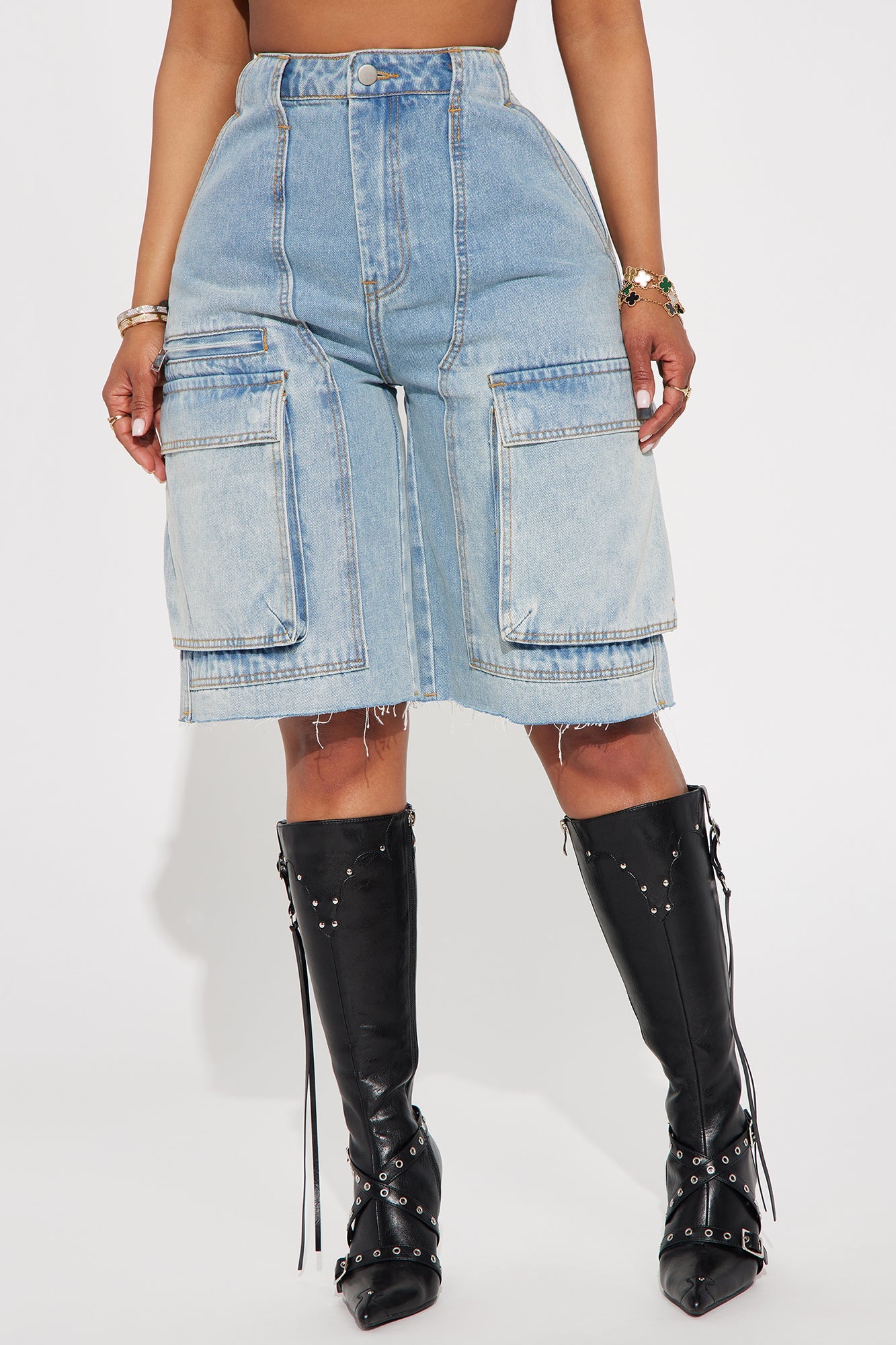 Parker Denim Cargo Jorts - Light Wash