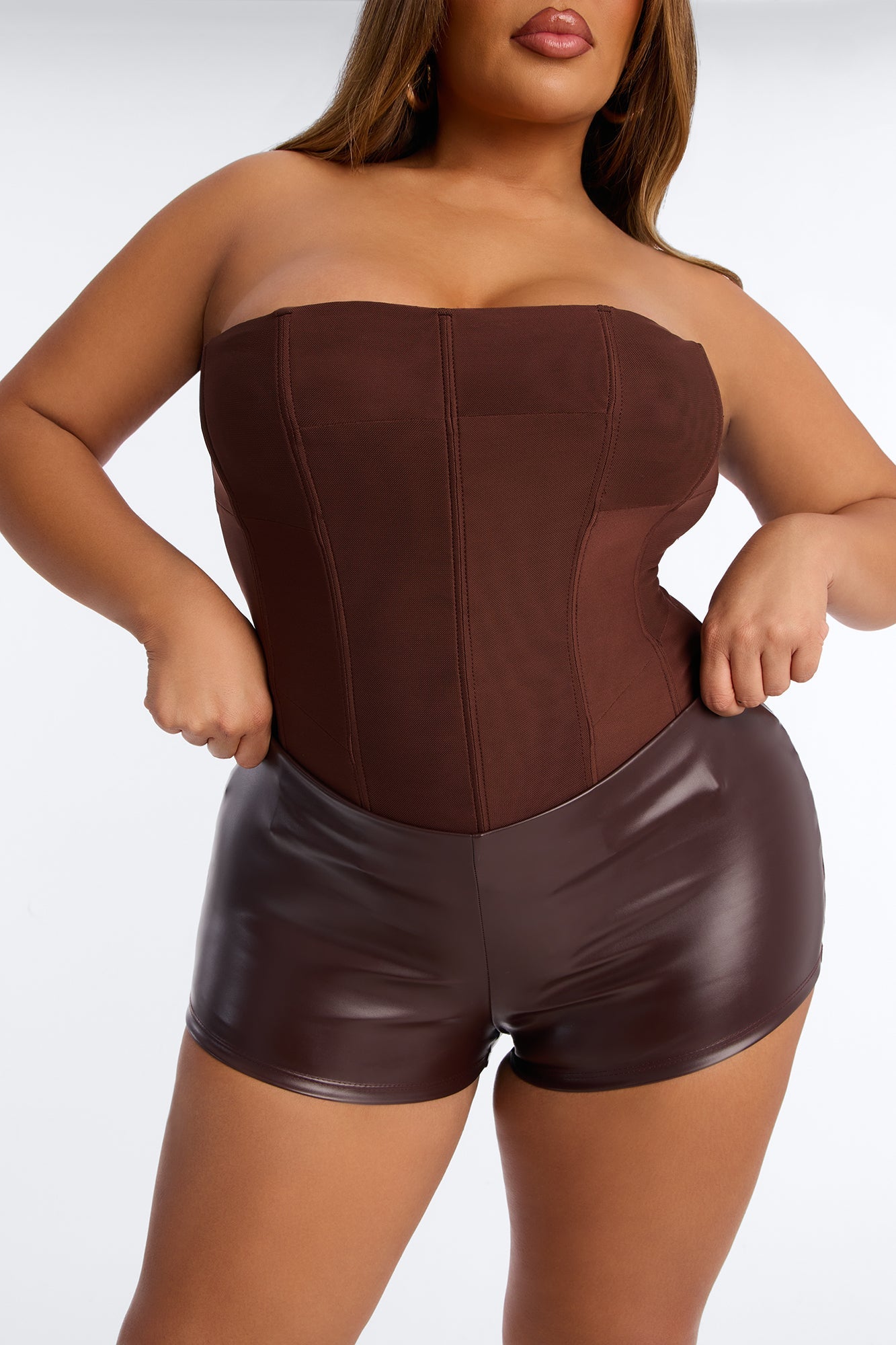 Perfect Going Out Low Rise Faux Leather Micro Short - Chocolate
