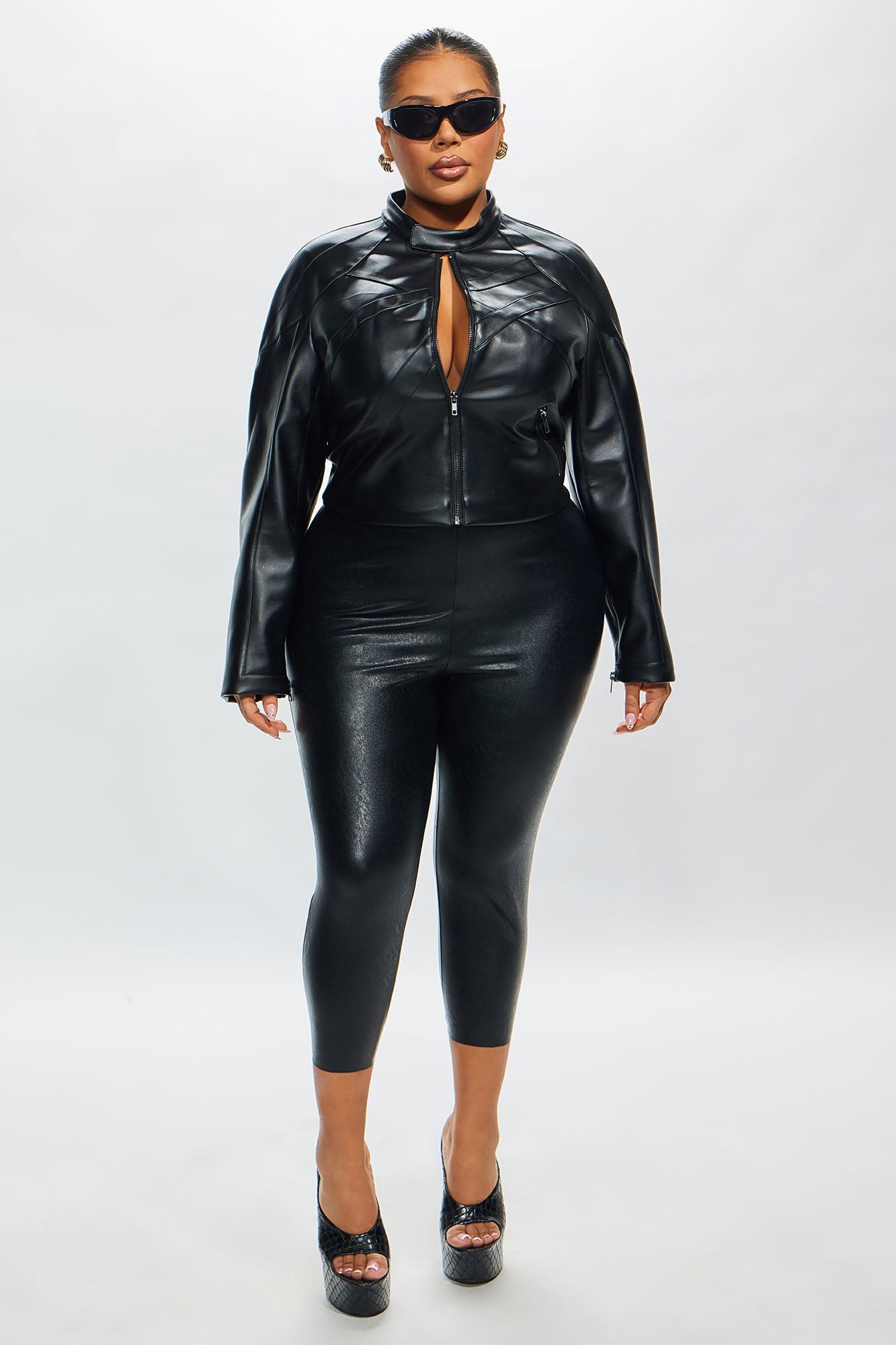 Giselle Faux Leather Jacket - Black