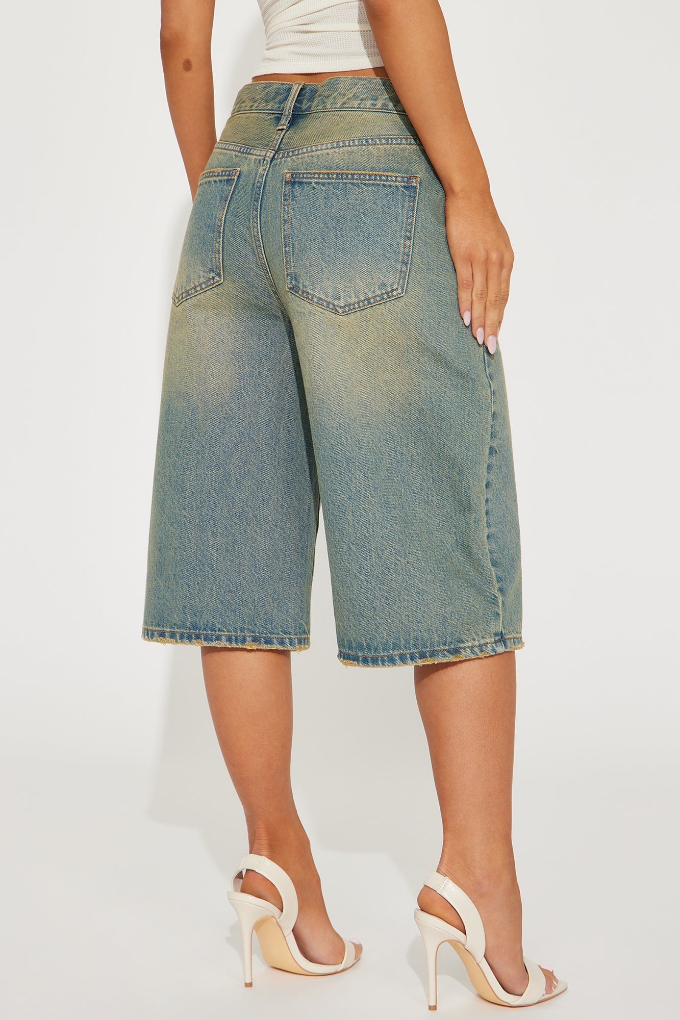 Take Whats Mine Crossover Denim Jorts - Vintage Wash
