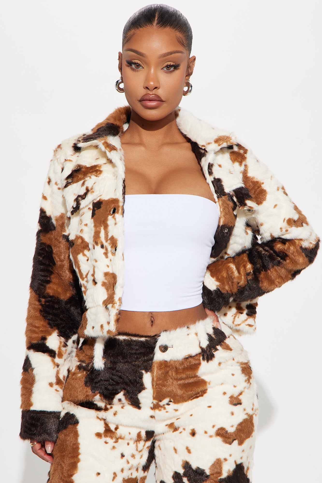 Natural Habitat Faux Fur Jacket - Cream/combo