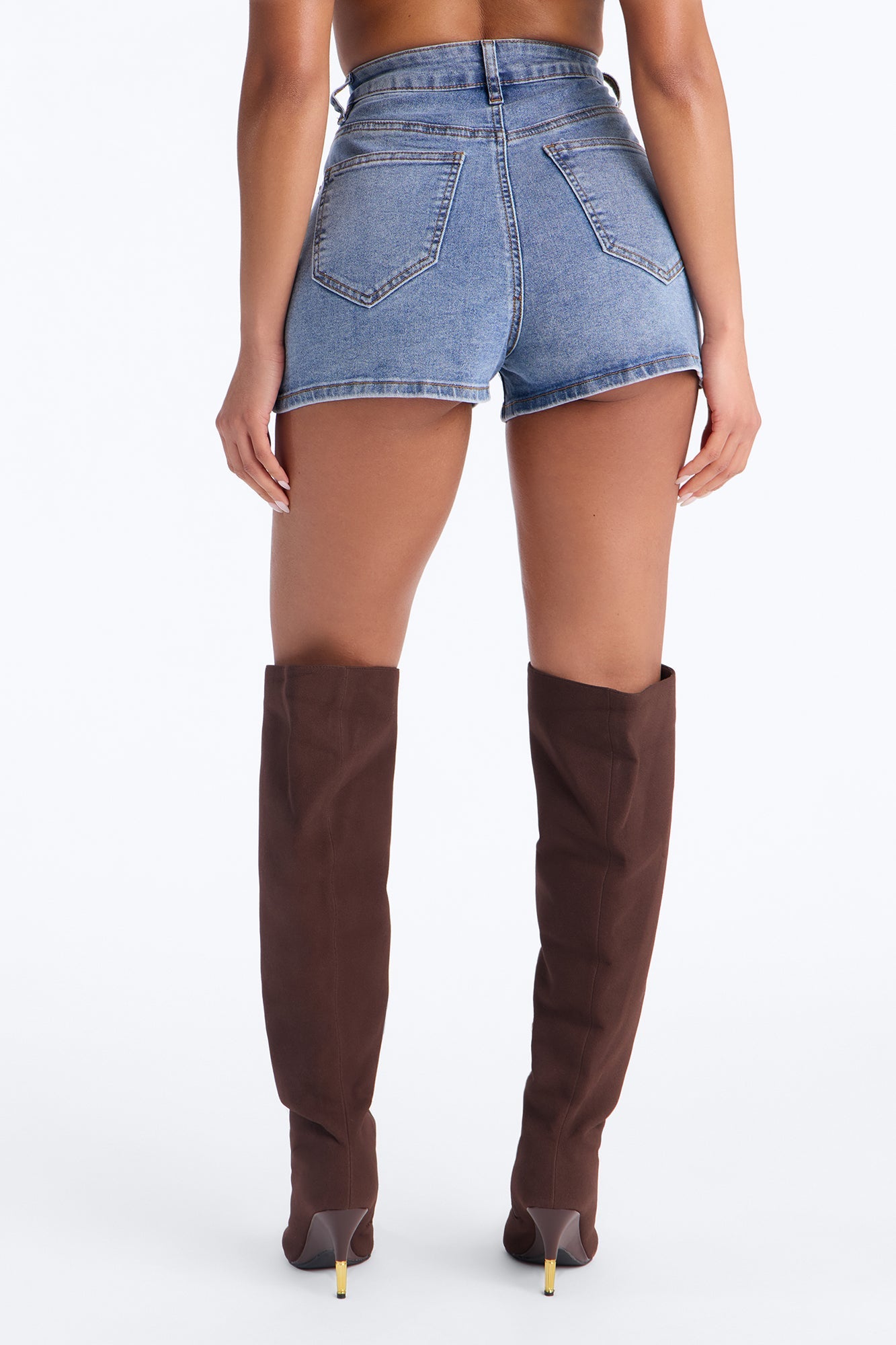 Austin Nights Printed Denim Shorts - Light Wash