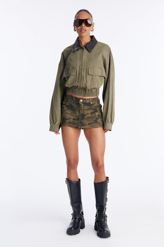 Simone Camouflage Low Rise Micro Mini Skort - Camouflage