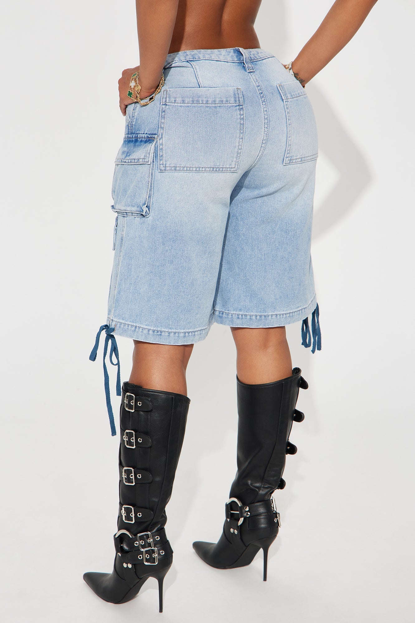 Kent Cargo Denim Shorts - Medium Wash