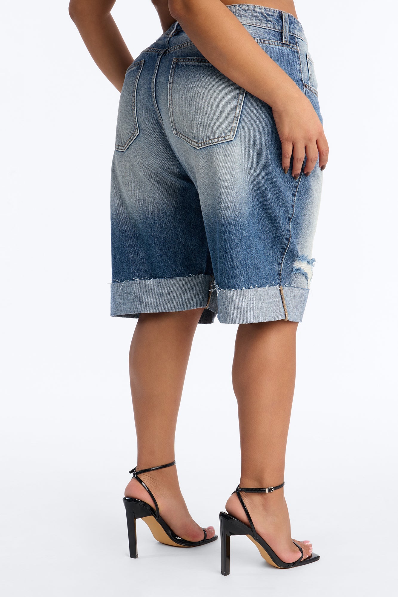 Lafayette Crossover Cuffed Denim Jorts - Vintage Wash