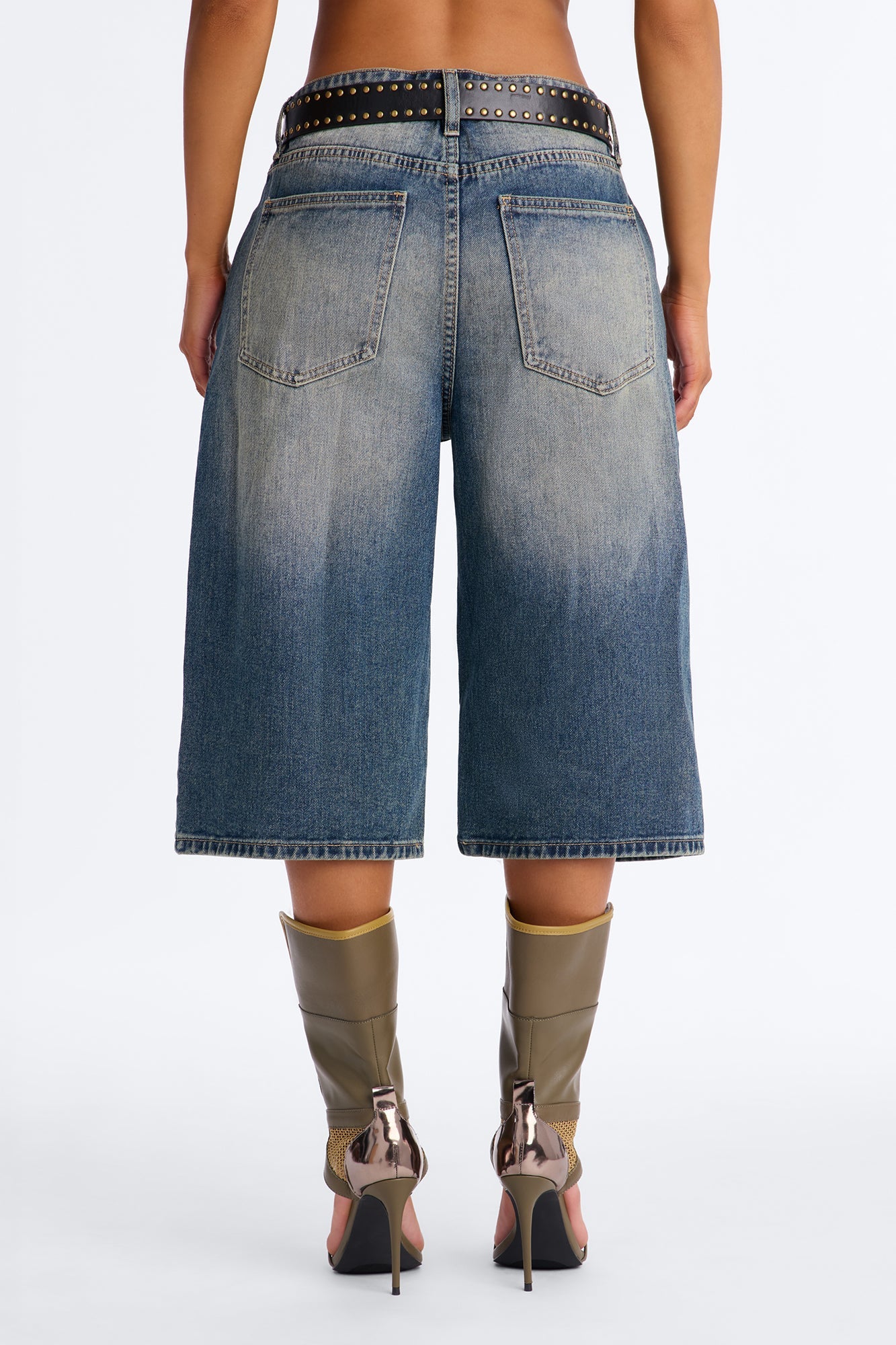 Lasting Love Belted Denim Jorts - Vintage Wash