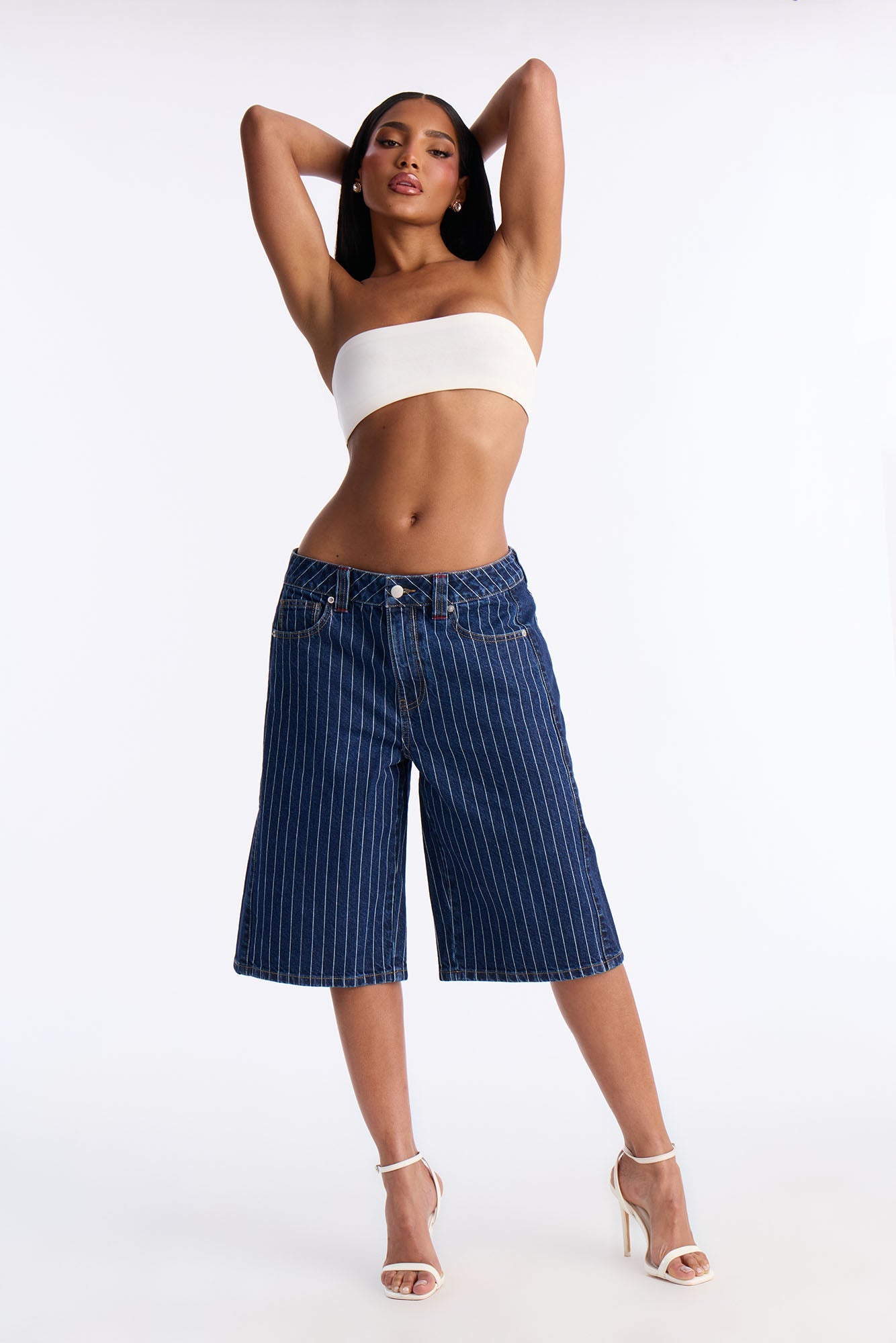 Legendary Striped Denim Jorts - Dark Wash