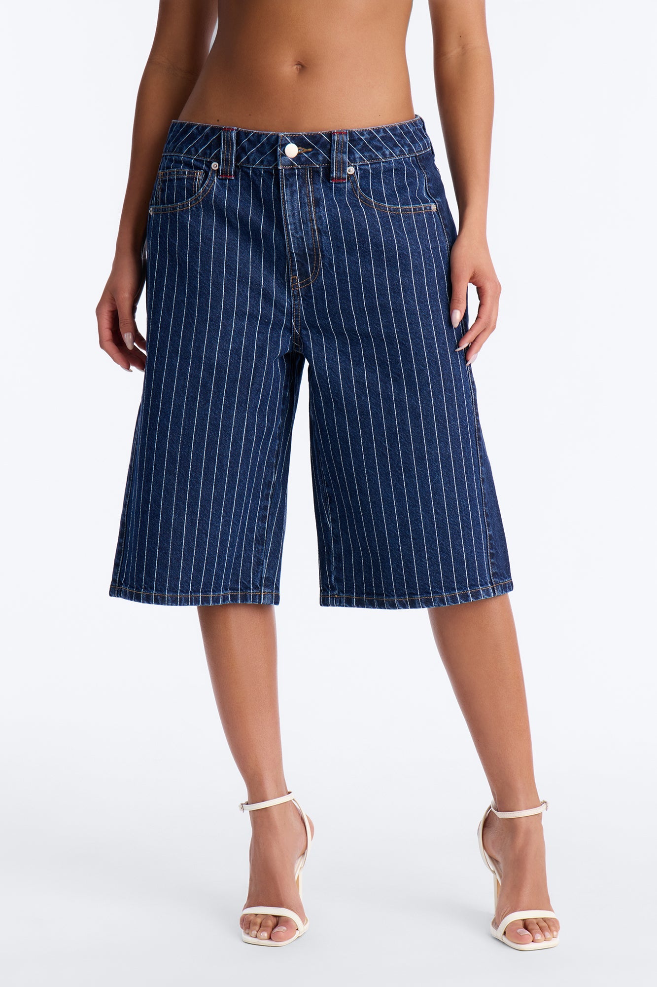 Legendary Striped Denim Jorts - Dark Wash
