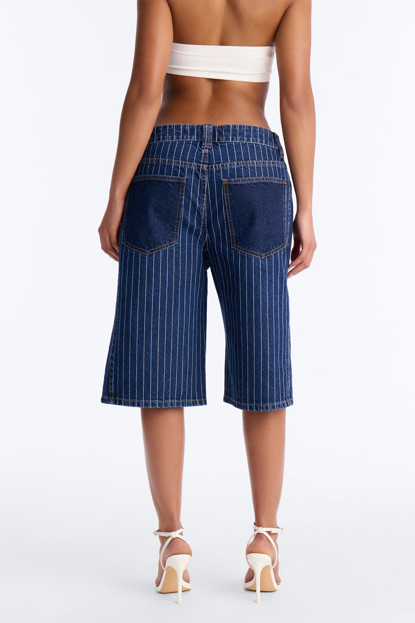 Legendary Striped Denim Jorts - Dark Wash