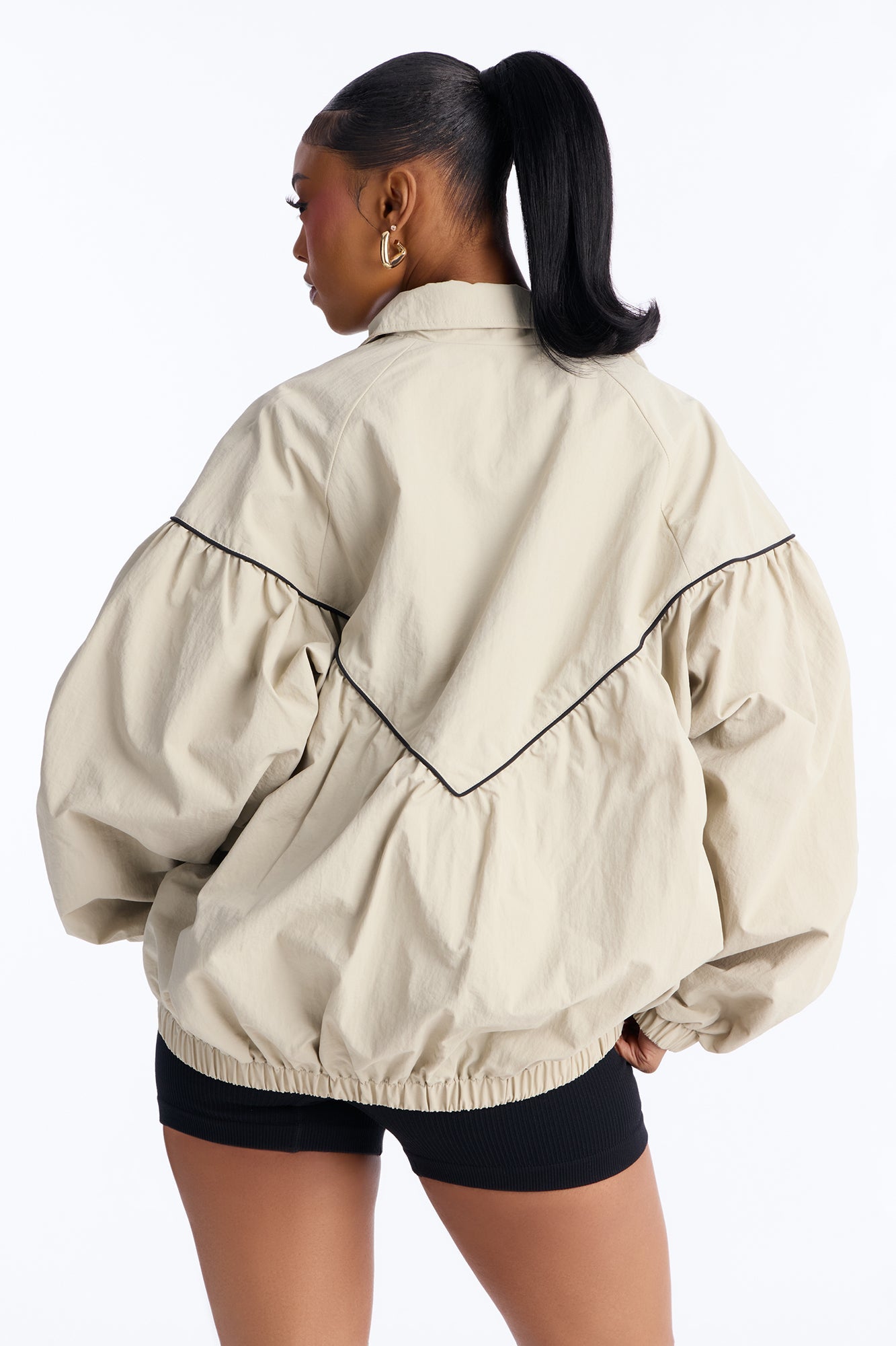 Daybreak Flow Funnel Neck Windbreaker Jacket - Taupe/combo