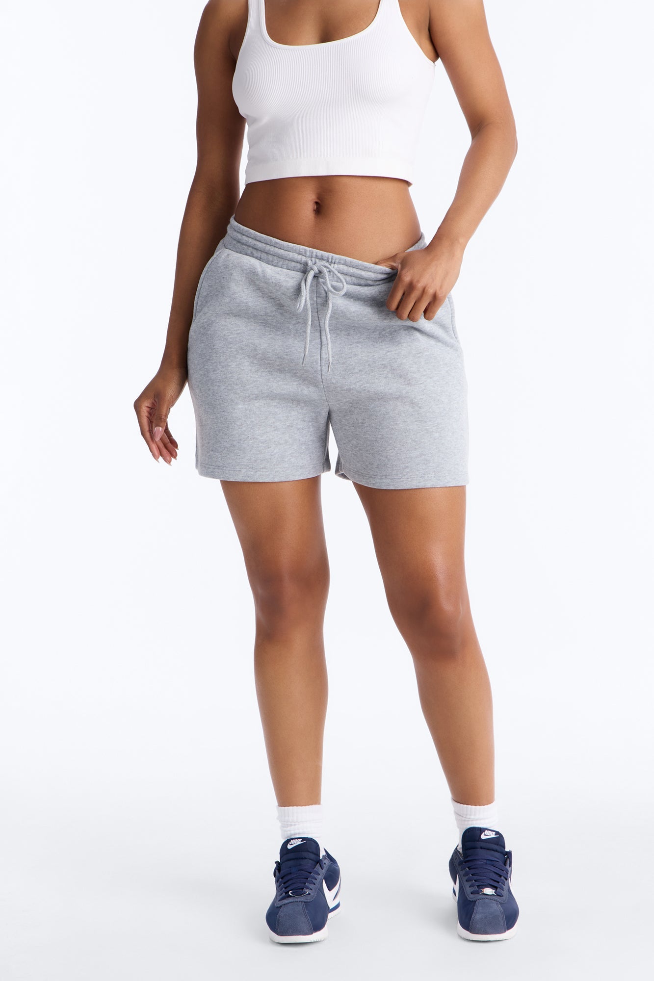 Jennifer Fleece Lounge Sweatshort - Heather Grey