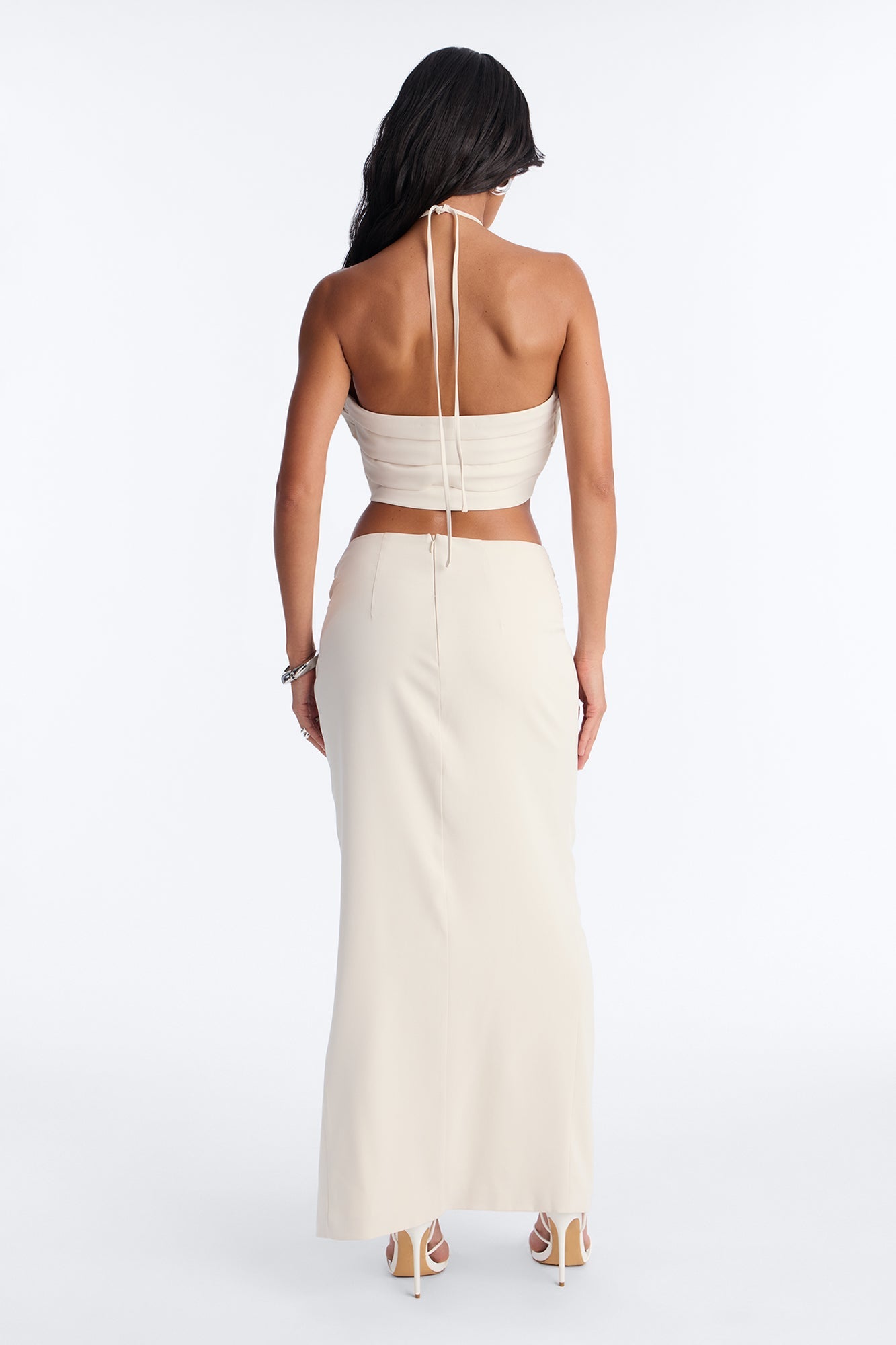 Wildflower Crepe Midi Skirt - Off White