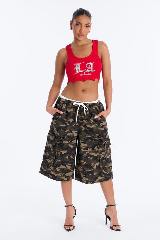 Cool Girl Boxer Waistband Camo Bermuda Short - Camouflage