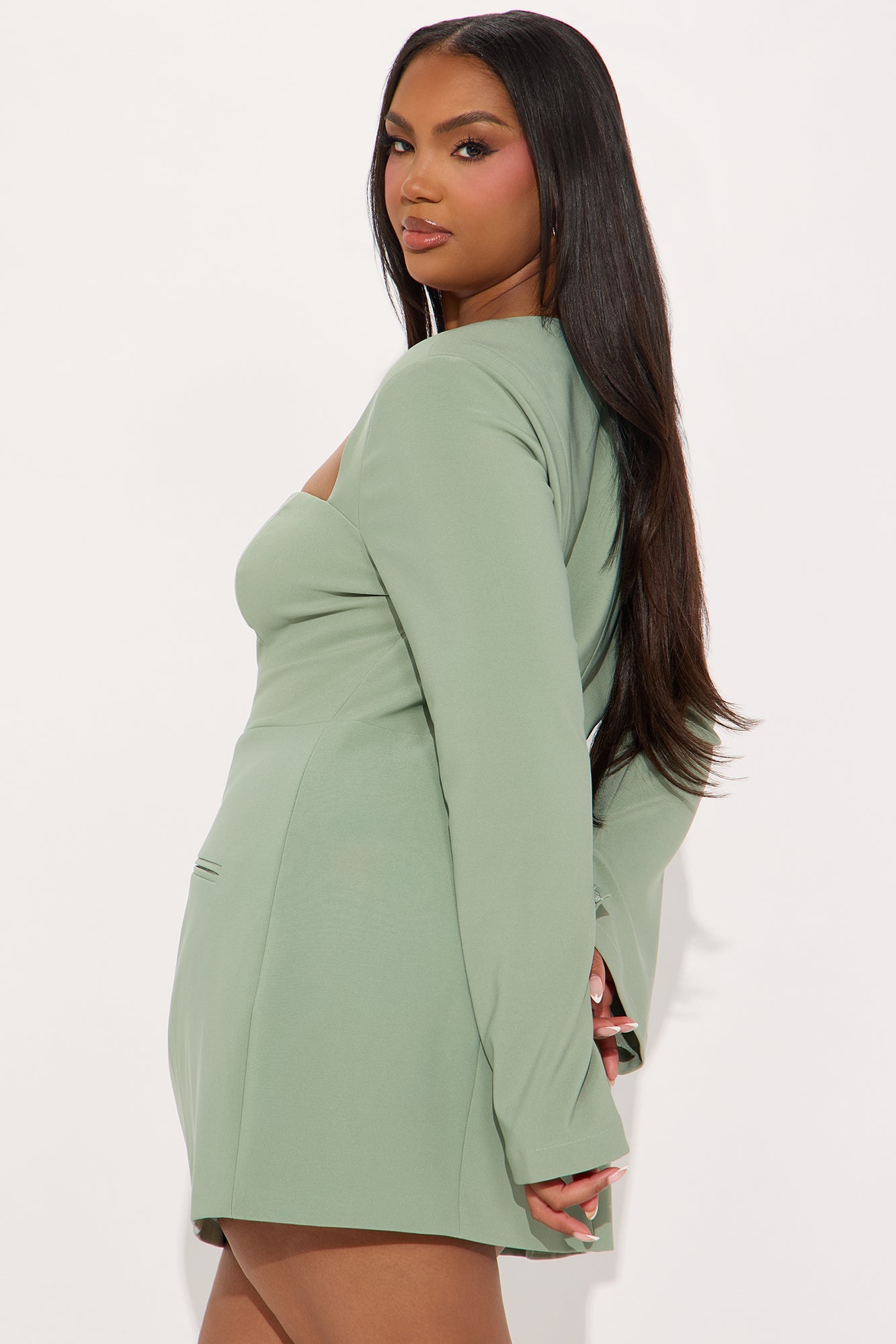 Blaire Square Neck Mini Dress - Sage
