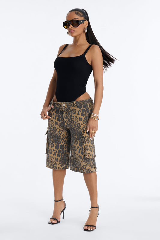 Sneak Attack Leopard Cargo Bermuda Short - Leopard