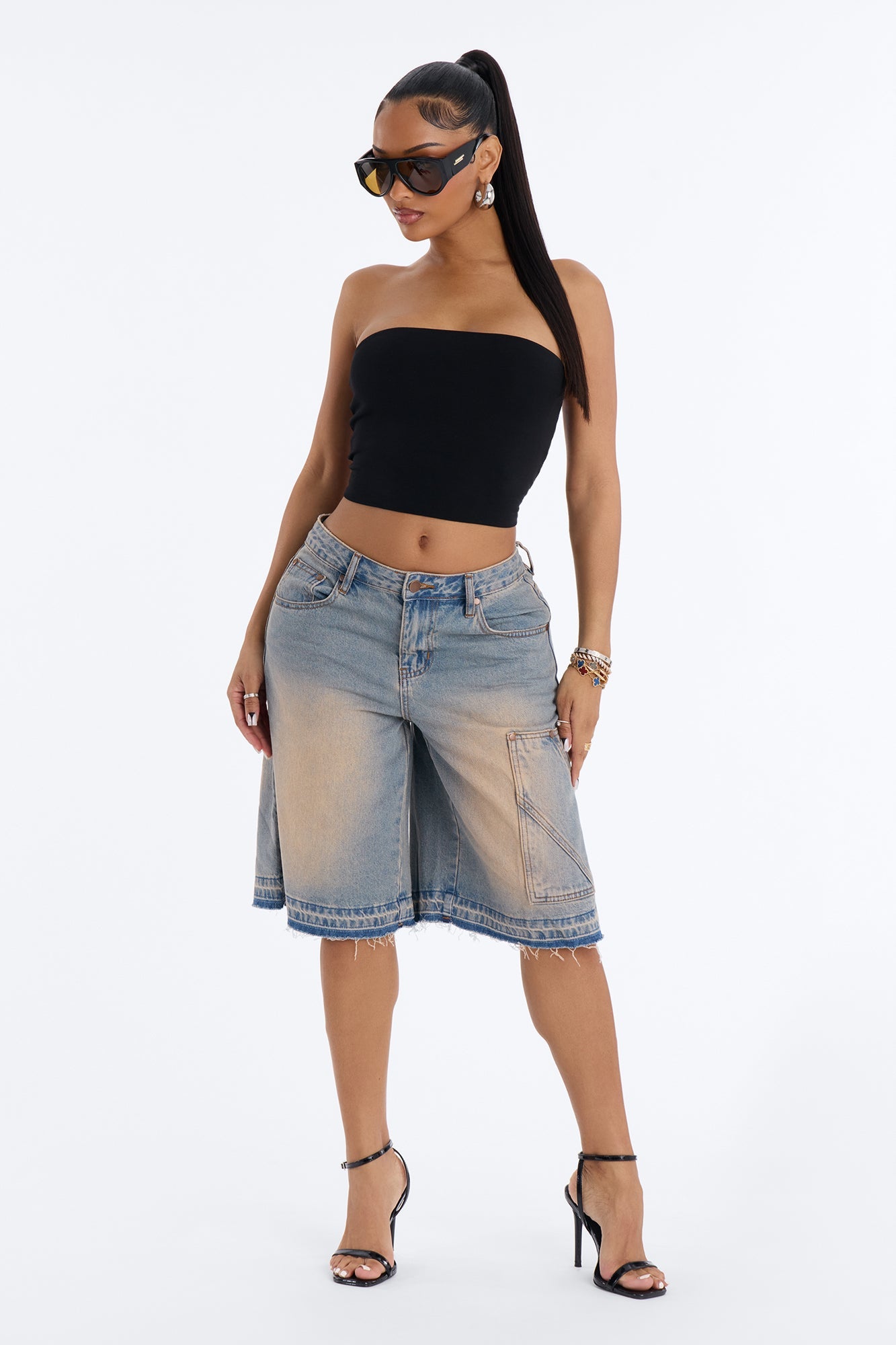 All About Me Tinted Denim Jorts - Vintage Wash