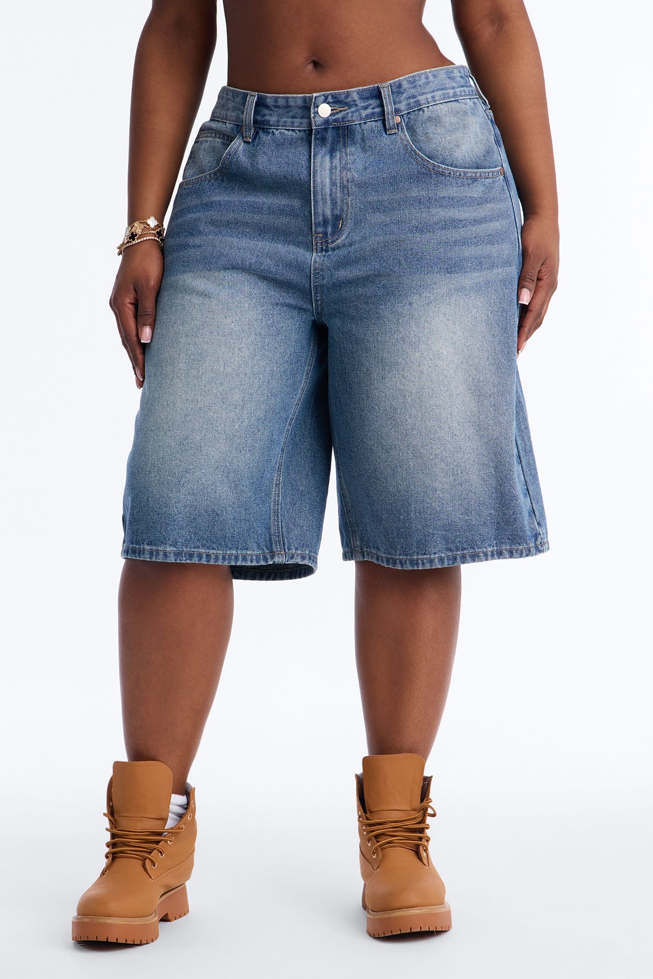Basic Tinted Denim Jorts - Medium Wash