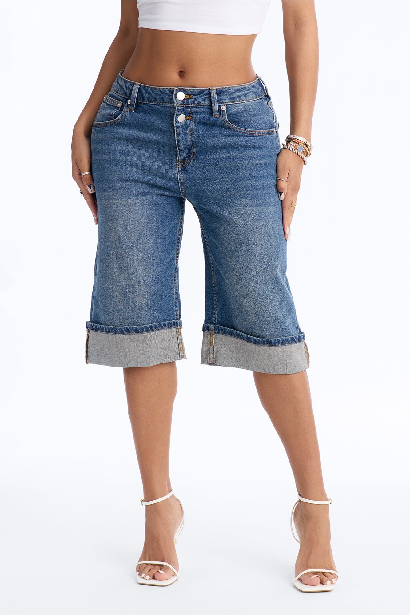 On Deck Cuffed Denim Jorts - Vintage Wash
