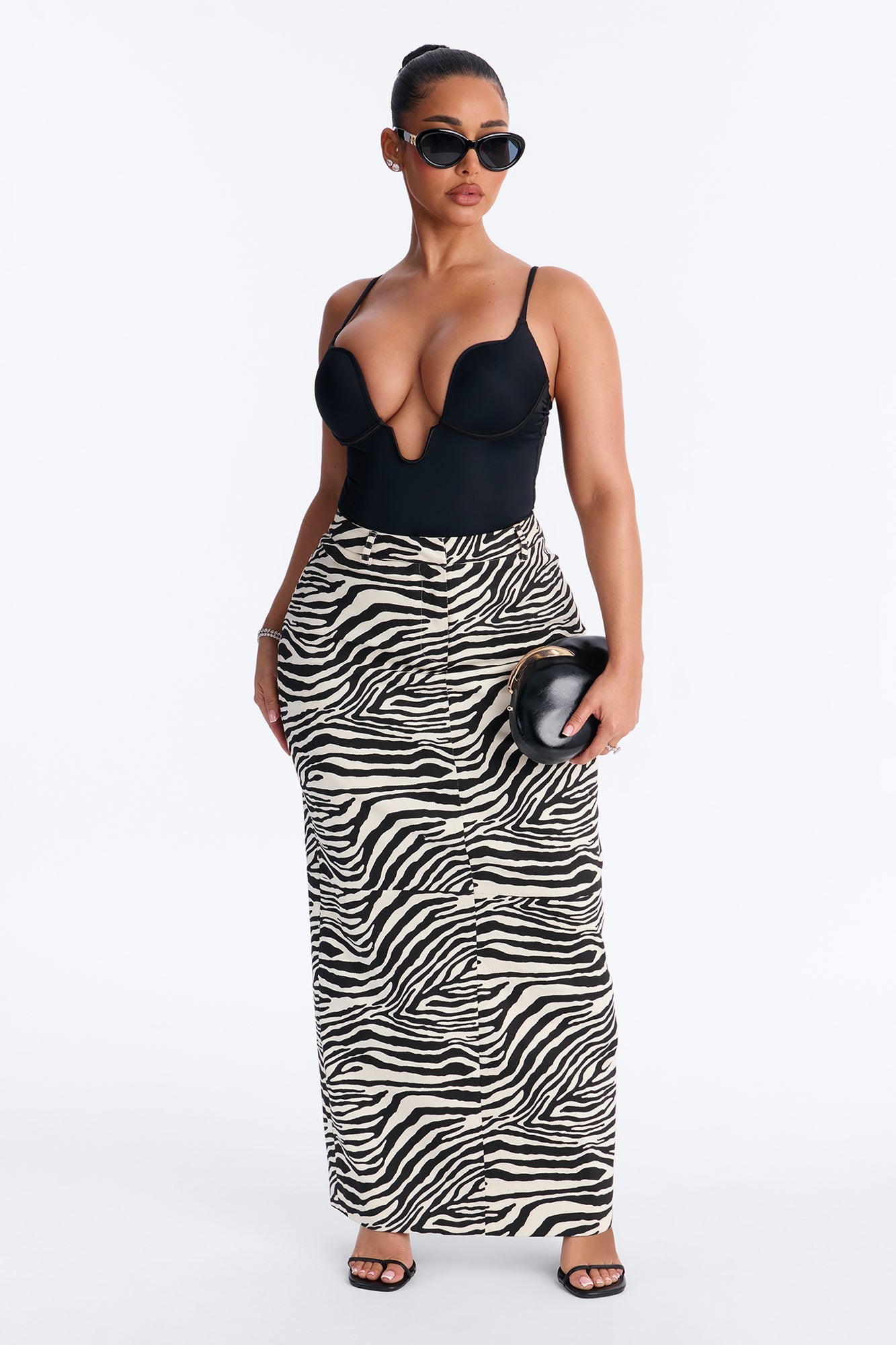 Zoey Zebra Maxi Skirt - Black/White