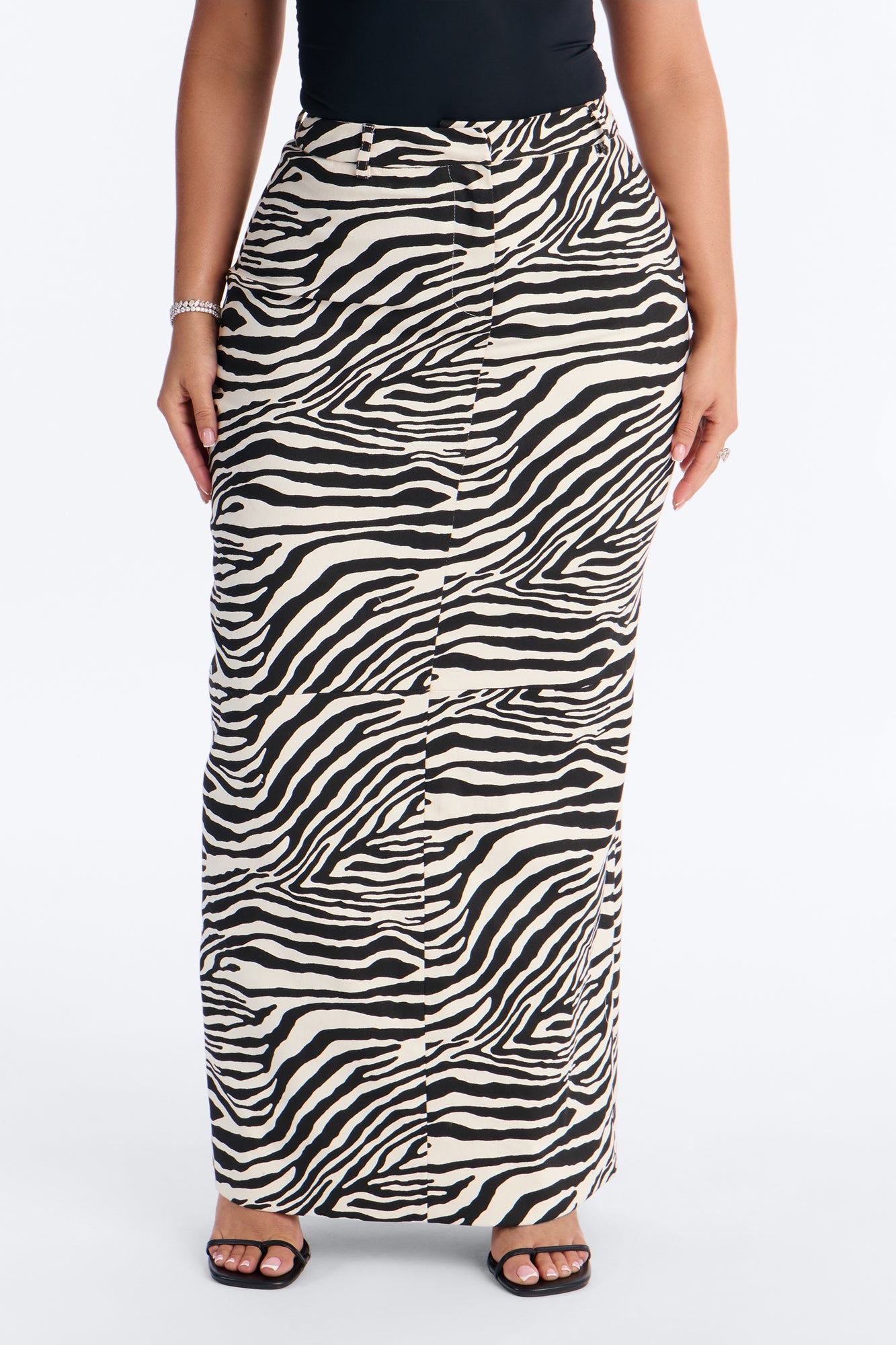 Zoey Zebra Maxi Skirt - Black/White