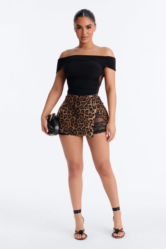 Caught Off Guard Mesh Leopard Mini Skort - Leopard