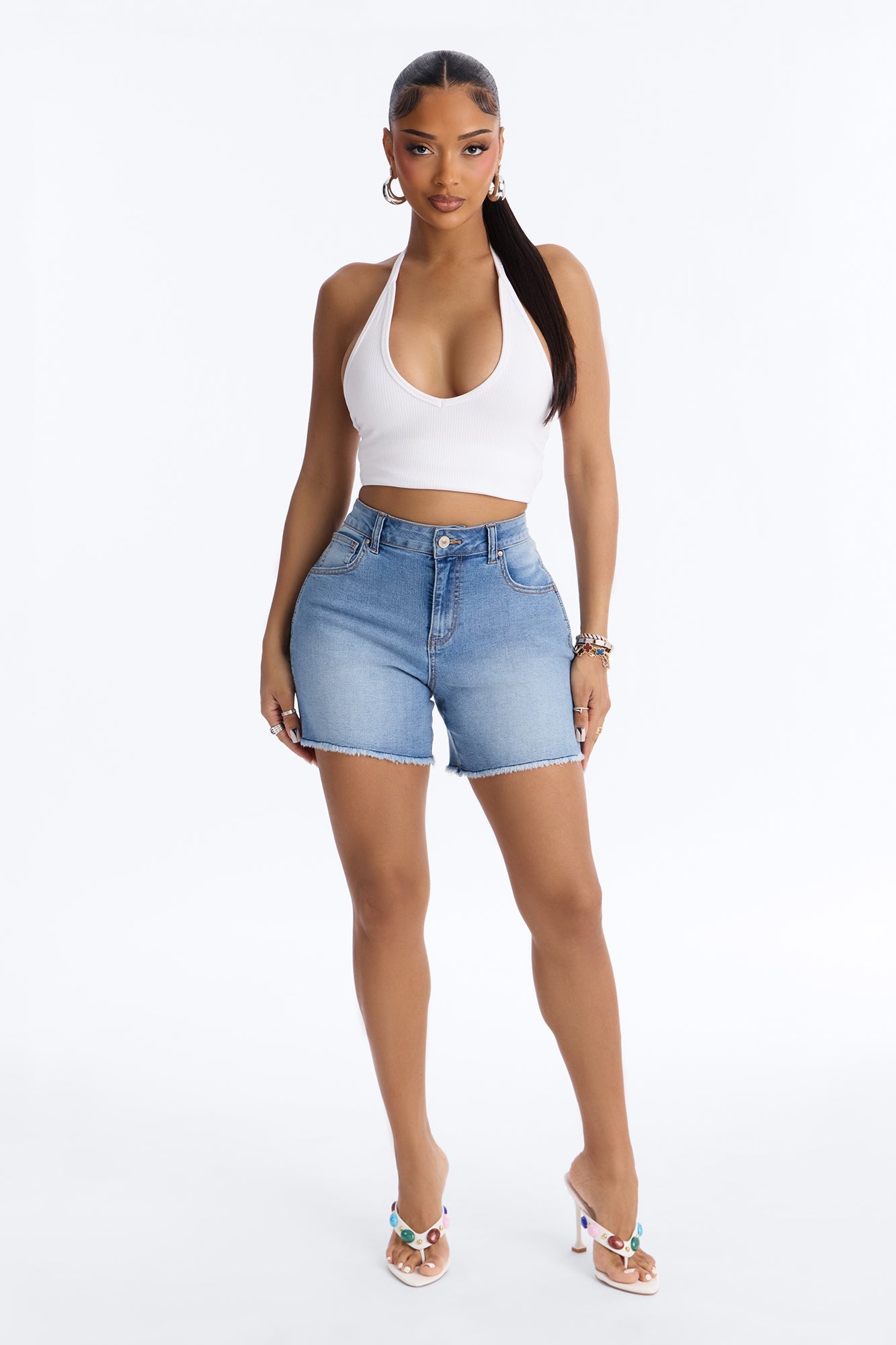 Del Mar Stretch Bermuda Shorts - Medium Wash