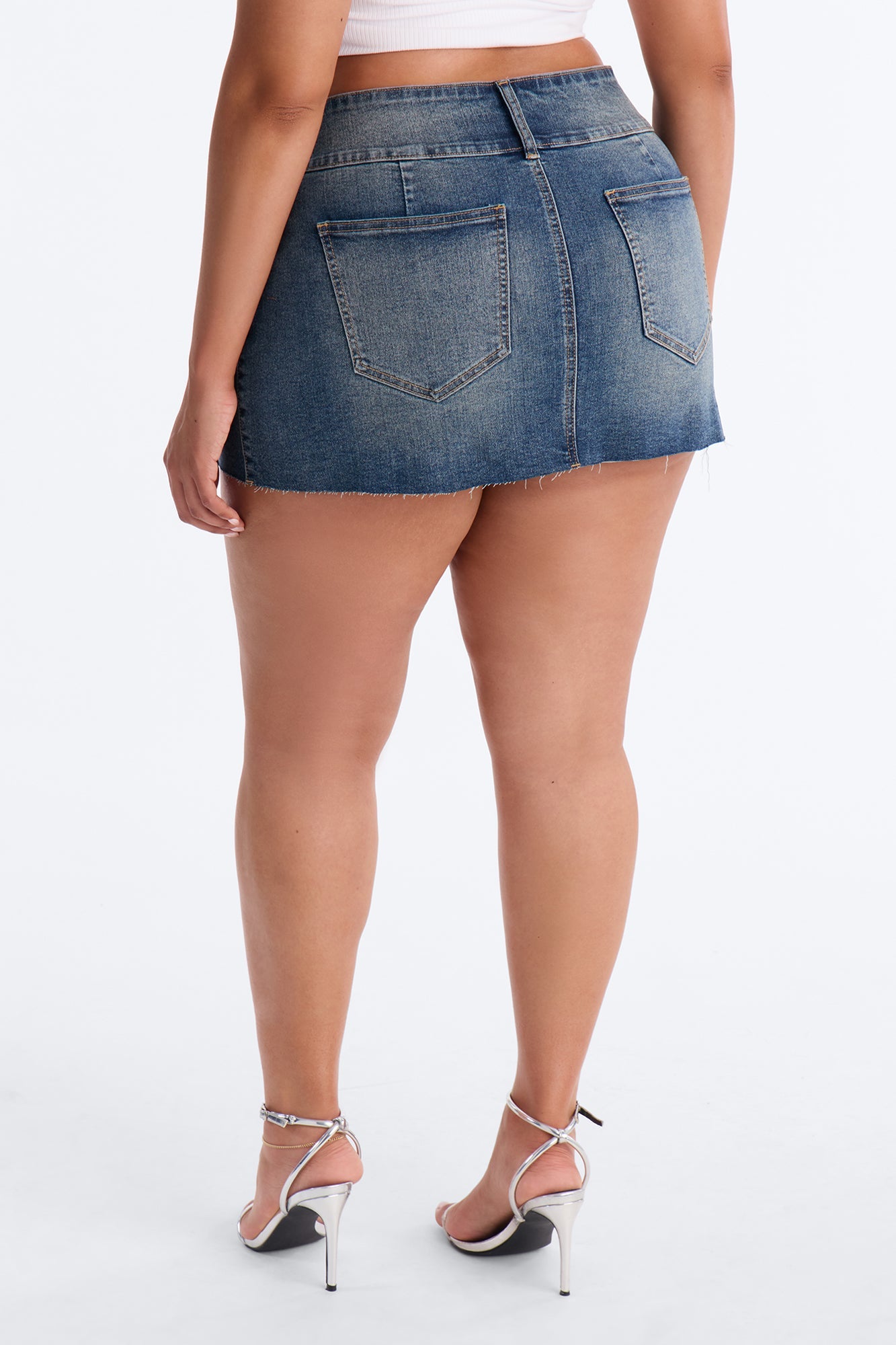 Sierra Triple Button Stretch Denim Mini Skirt - Medium Wash