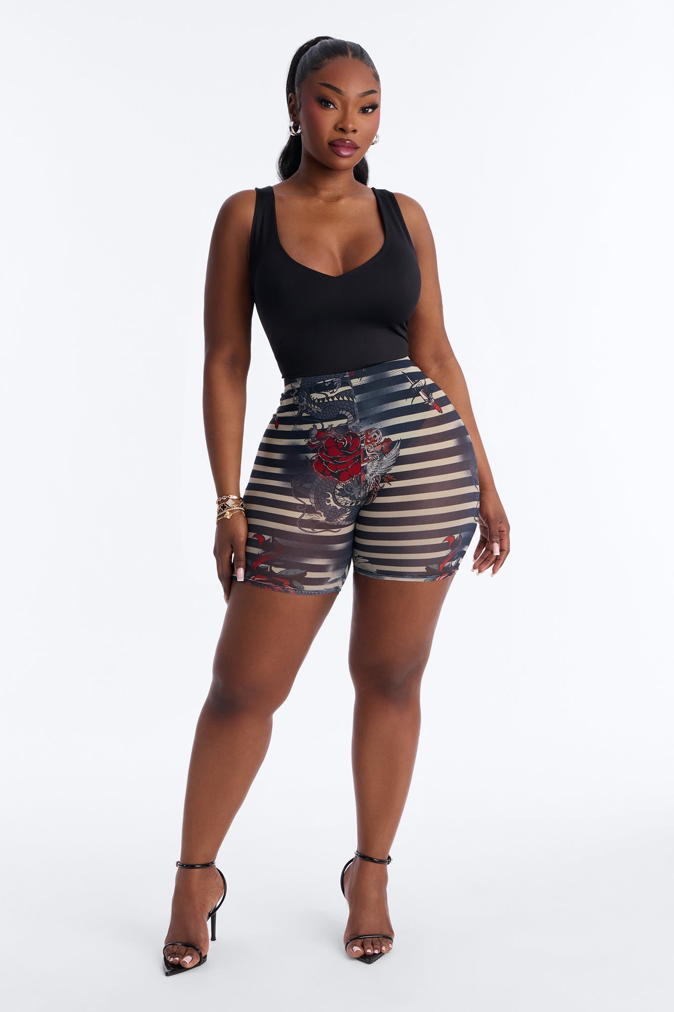 Amour Mesh Biker Short - Black/combo
