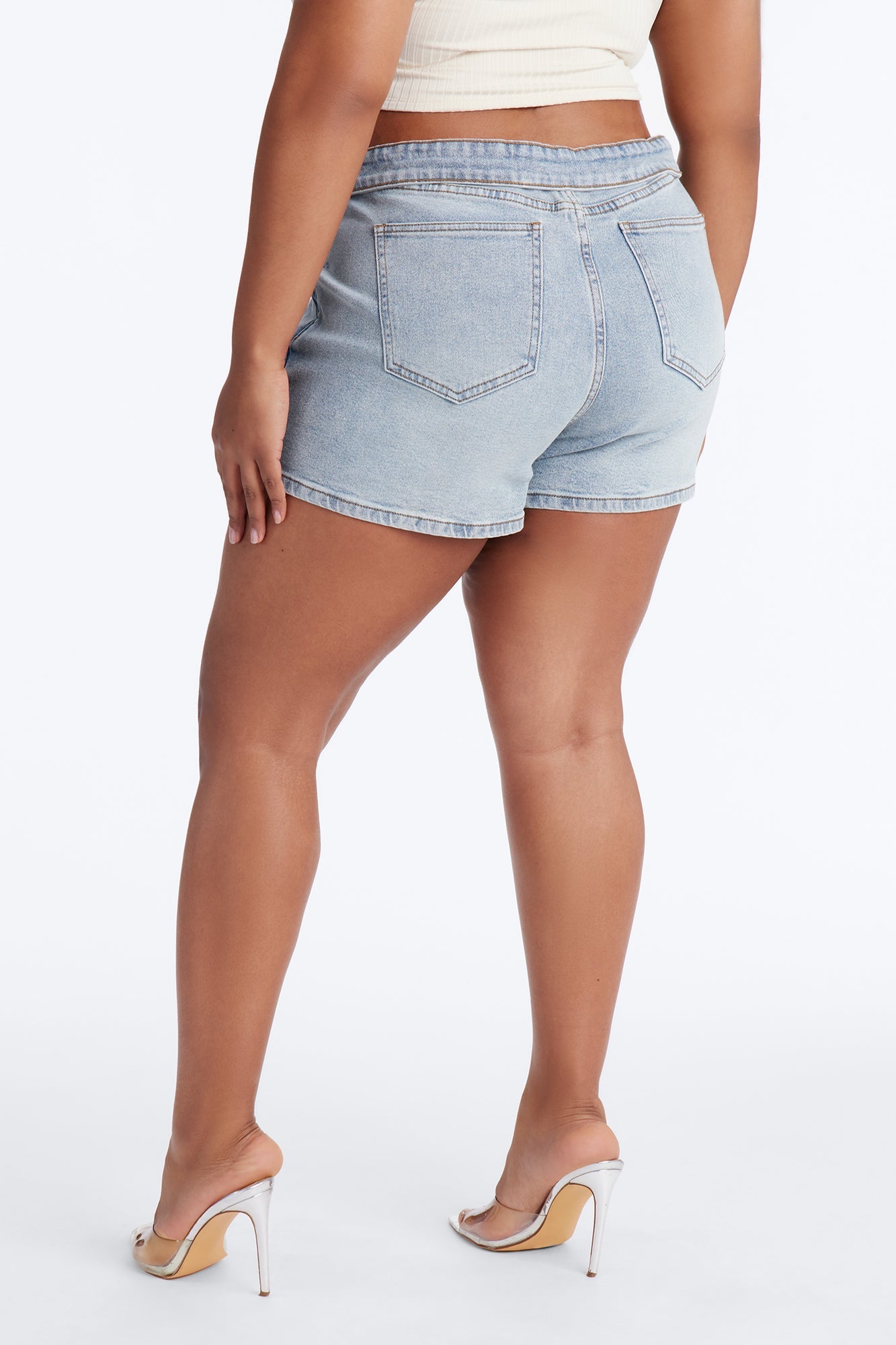 Tempt Me Foldover Tempt Me Foldover Waist Denim Mini Skort - Vintage Wash