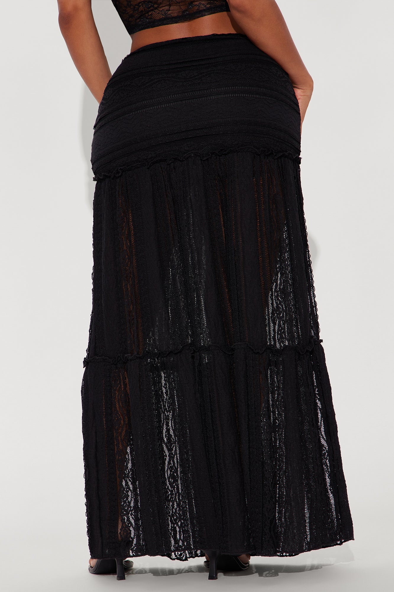 Know Your Worth Lace Maxi Skirt - Black