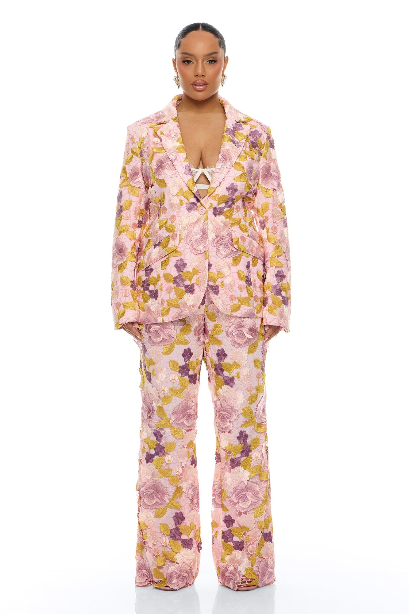 Lucille Embroidered Blazer - Pink/combo
