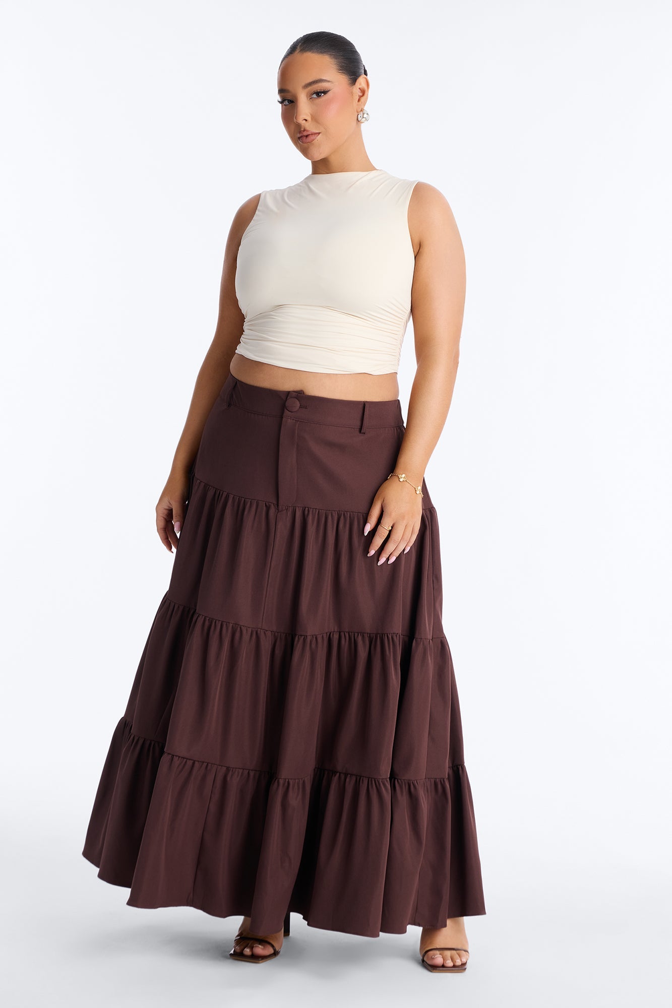 Marina Tiered Maxi Skirt - Chocolate